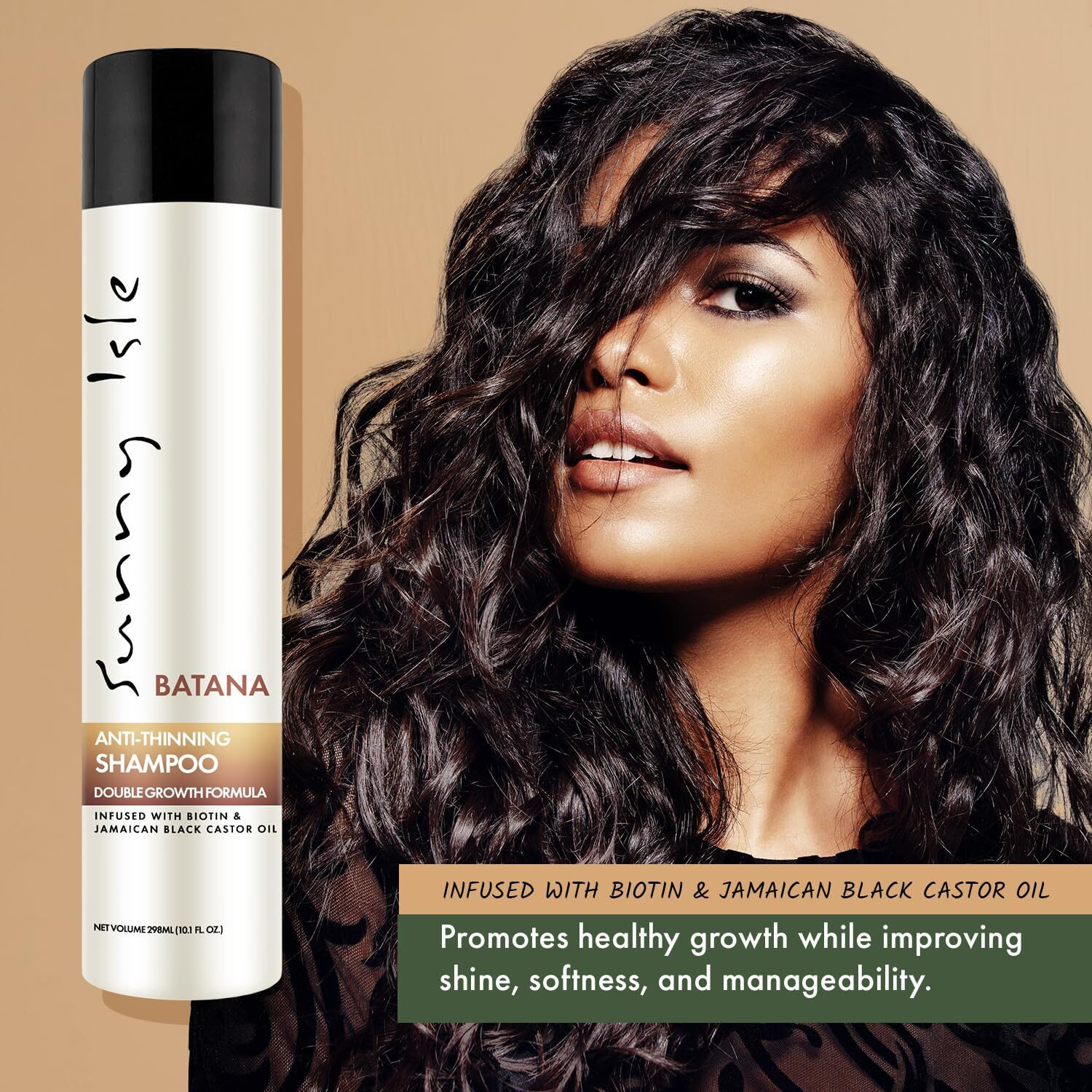 Sunny Isle Batana Anti-Thinning Shampoo 10.1Oz Infused With Biotin And Jamaican Black Castor Oil | Double Growth Formula
