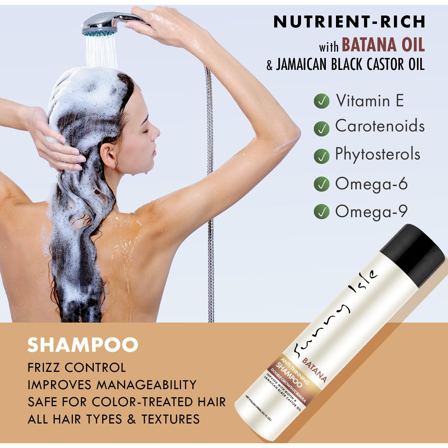 Sunny Isle Batana Anti-Thinning Shampoo 10.1Oz Infused With Biotin And Jamaican Black Castor Oil | Double Growth Formula