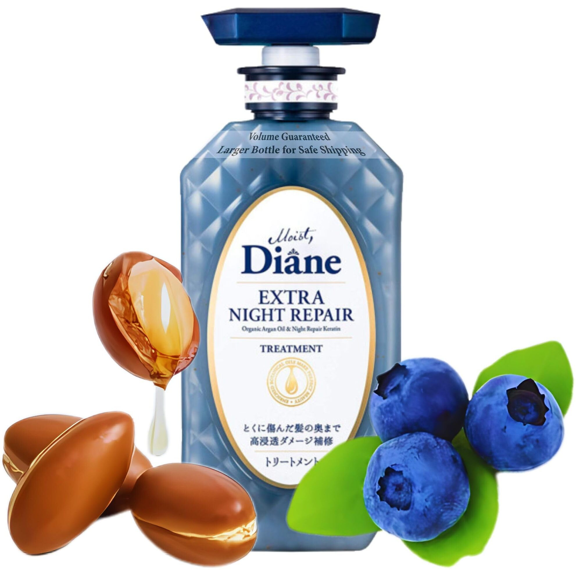 Moist Diane Keratin Hair Treatment For Damaged, Colored, Permed Hair Men & Women, Organic Hair Care With Argan Oil & Vitamin E From Japan, Silicone & Sulfate Free, Extra Night Repair, 15.2 Fl Oz