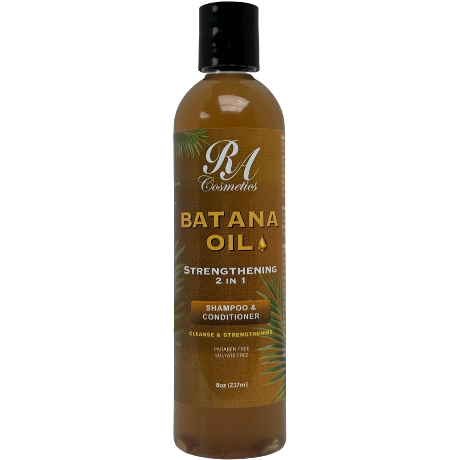 Ra Cosmetics Batana Oil 2-In-1 Strengthening Shampoo & Conditioner - Promotes Hair Growth, Reduces Hair Thinning, Hydrates & Repairs Dry, Damaged Hair - Sulfate & Paraben-Free Natural Hair Care - 8Oz