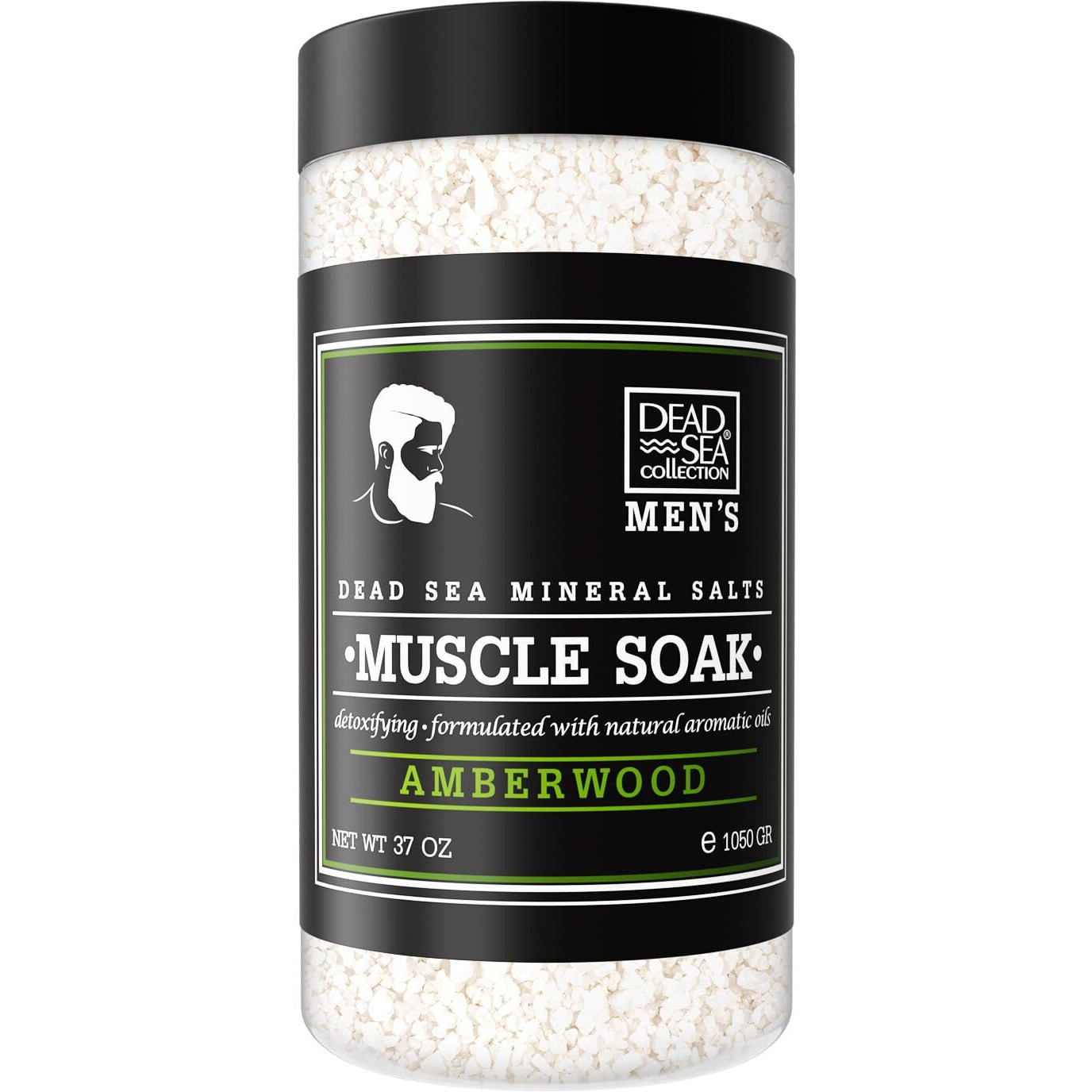 Dead Sea Collection Bath Salts For Men With Amberwood Oil - Muscle Recovery Bath Soak - Mens Pure Dead Sea Salt For Soothing And Relaxing - 37 Oz