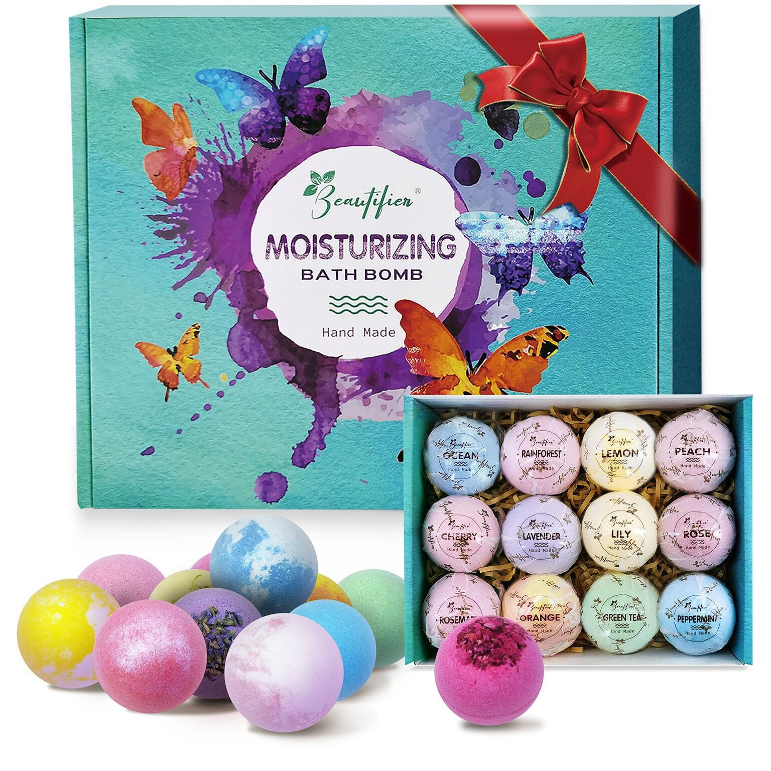 Beautifier Life Dry Skin Moisturizer Bath Bombs Gift Set 12, With Relaxing Scents Made From Essential Oils For Bubble And Spa Bath, Handmade Christmas Gifts For Her/Him, Wife, Girlfriend