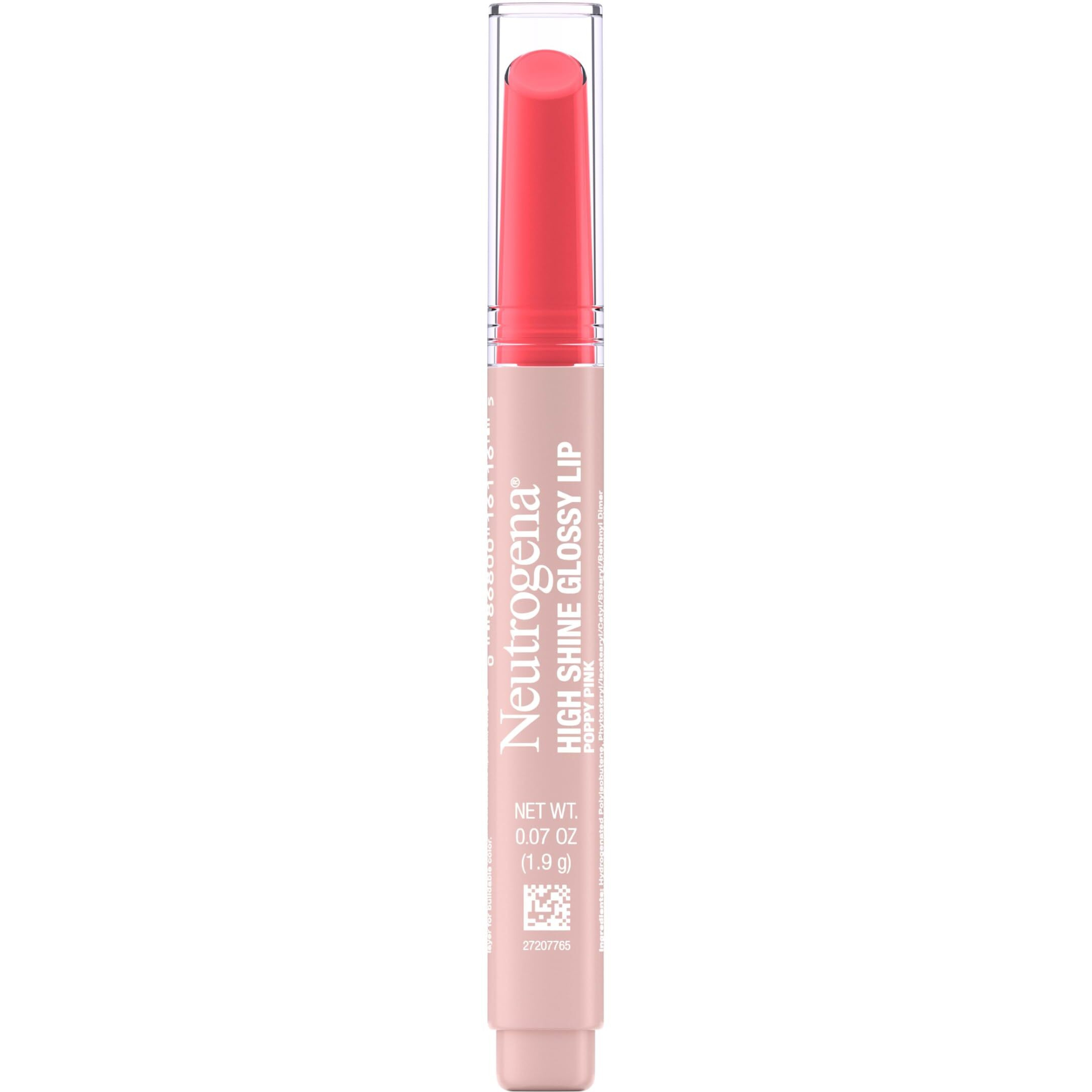 High Shine Glossy Lip, Nourishing Lip Gloss With Maracuja Oil, Antioxidant Vitamin E & Vitamins, Non-Retractable, Buildable Pigmented Color, Poppy Pink, 0.07 Oz