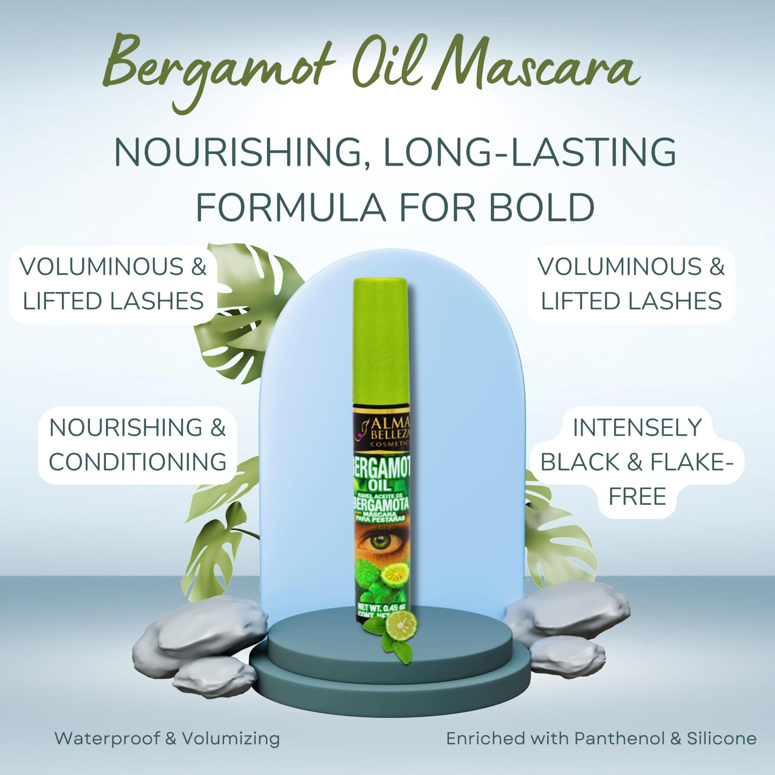 Alma Belleza Bergamot Oil Mascara - Waterproof, Enriched With Panthenol & Silicone - Nourishing & Long-Lasting Formula For Voluminous Lashes