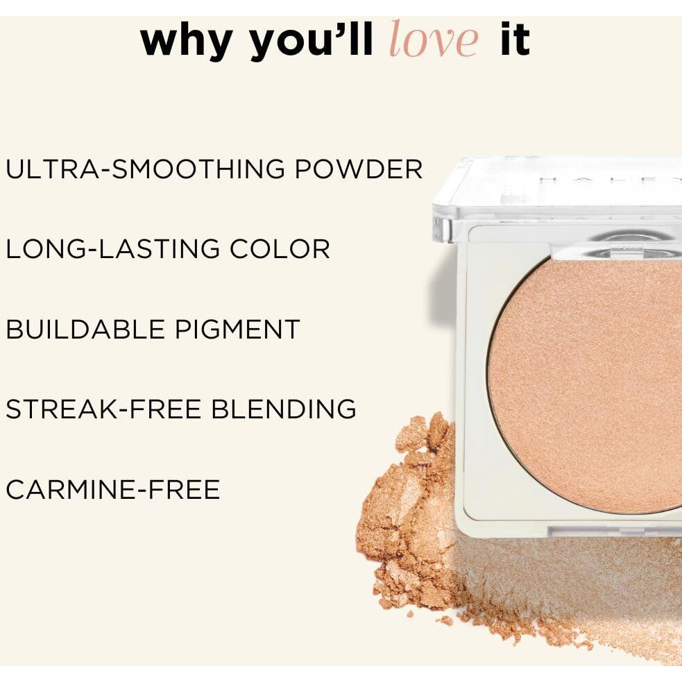Haleys Smoothing Highlighter Powder, Re-Fract, Illuminating, Lightweight, Non-Caking, Smooths, Blurs, Long Lasting, Nourishing & Skin-Softening, Infused With Spherical Powder, Macadamia Oil, V+Cf