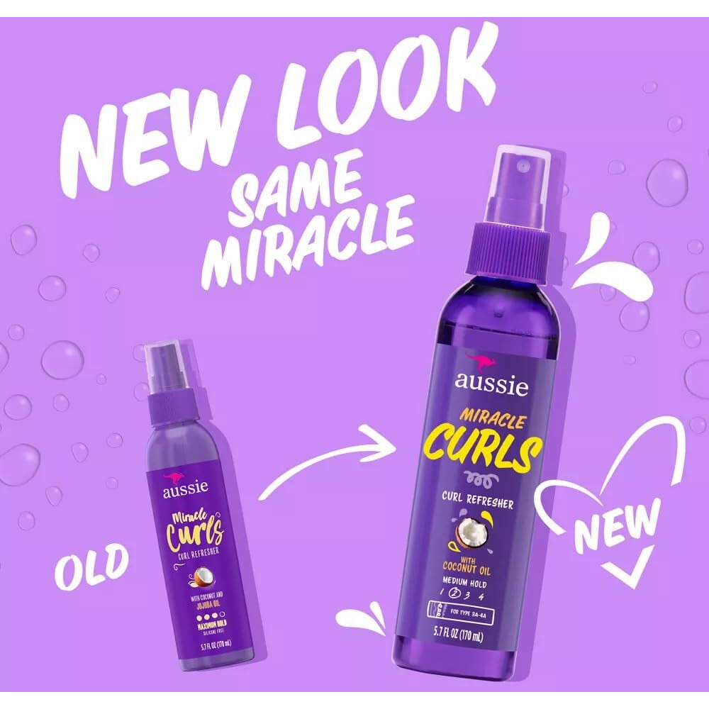 Aussie Miracle Curls 2Nd Day Curl Activator Coconut & Jojoba Oil 8.5 Fl Oz (Pack Of 2)