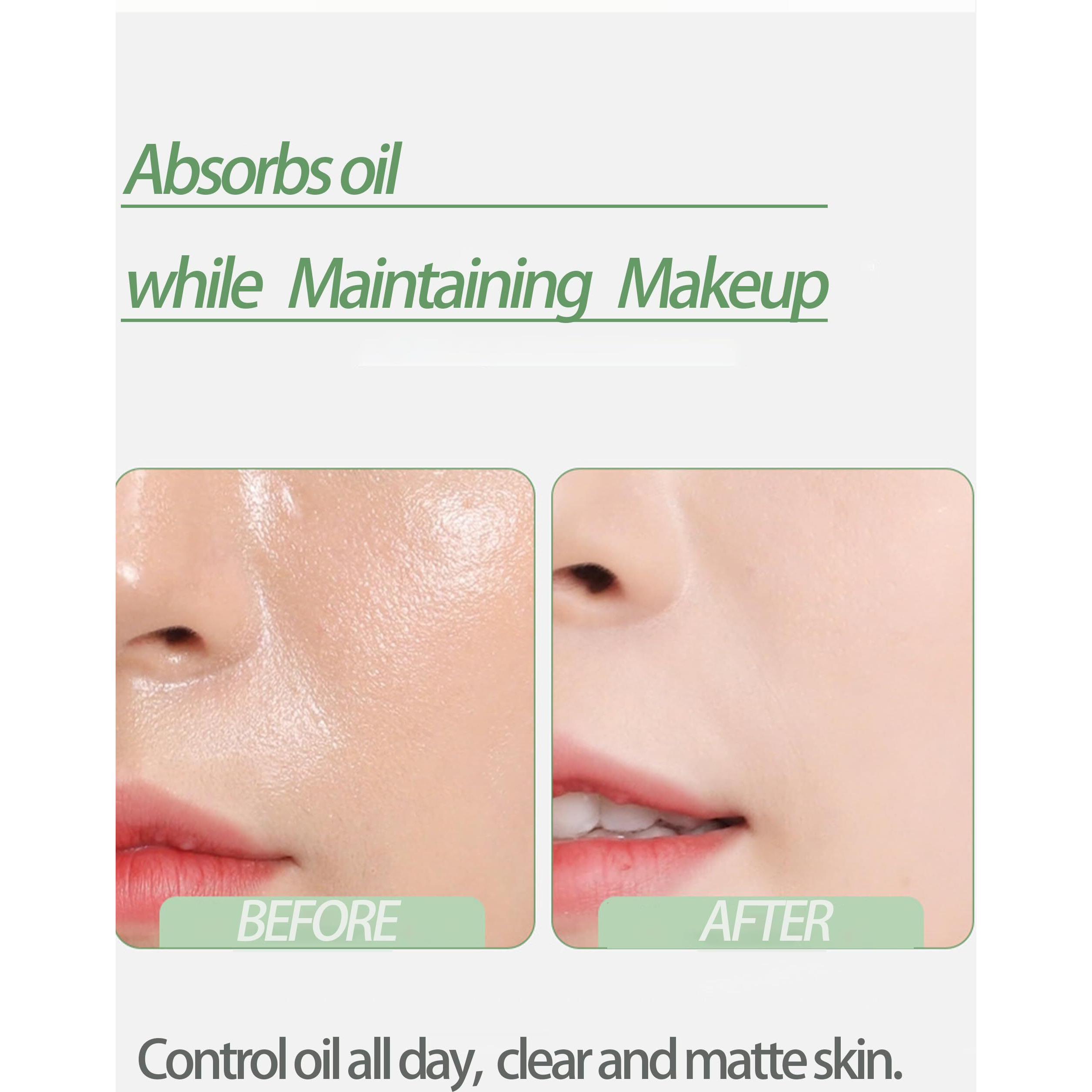 Rose Oil Blotting Paper - 200 Sheets W/Mirror, Puff & Refills, Absorbs Excess Face Oil, Controls Shine, Gentle For Makeup Use