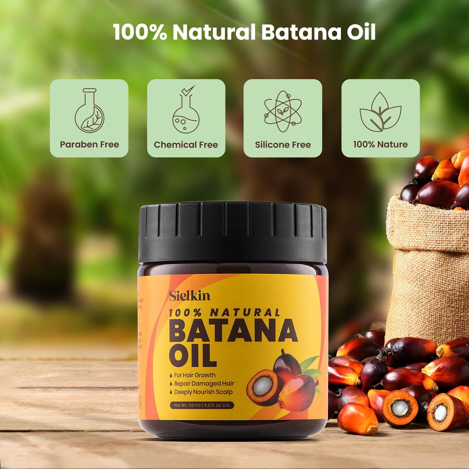 Batana Oil For Hair Growth, Unrefined Pure Hair Growth Oil From Honduras, 100% Authentic And Organic Approved By Dr. Sebi, Daily Use For Hair And Scalp Care, For All Hair Type, 4 Fl Oz