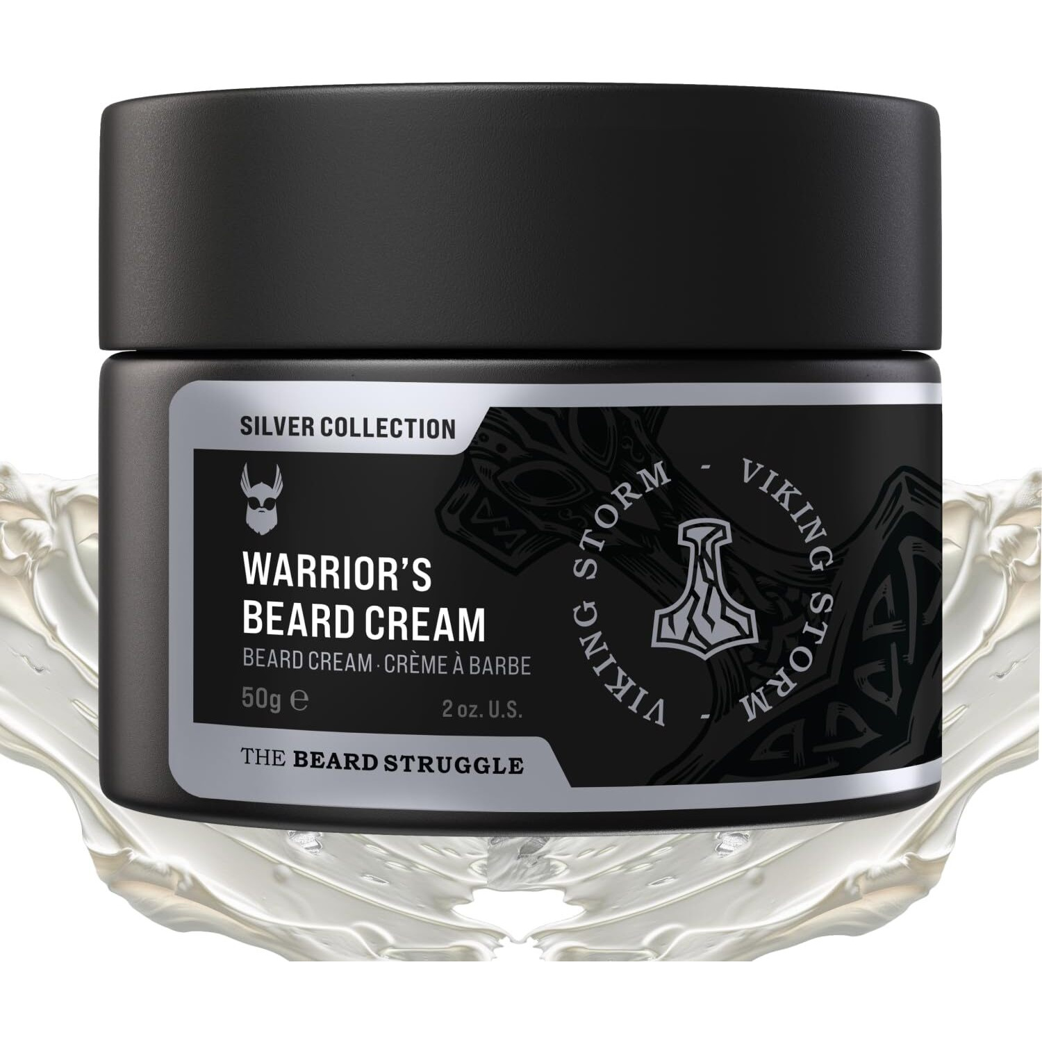 Beard Cream For Men By Beard Struggle -Viking Storm Beard Butter, Moisturizer & Softener For Men - Itch Relief, Hydration With Avocado & Jojoba Oils - Beard, Mustache & Corase Growth Cream, 50G