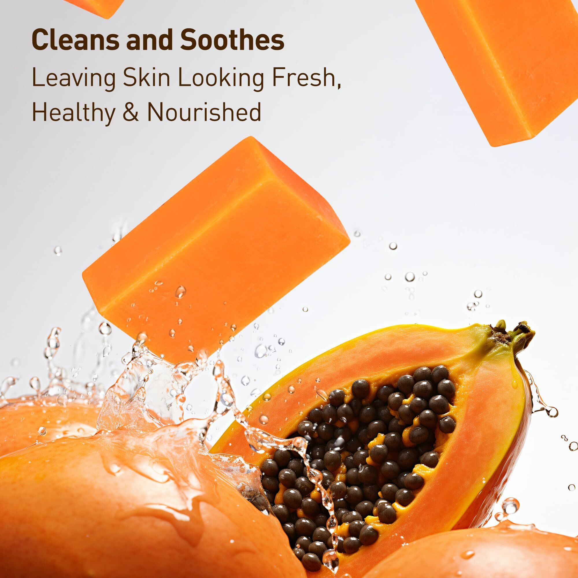 Palficab Natural Papaya & Lemon Soap, Exfoliating Bar Soap For Men & Women, Smooth & Moisturizing Lather With Coconut Oil & Shea Butter, Cruelty-Free, Cleanses & Smooths, Gifts For Women, 2 Bars