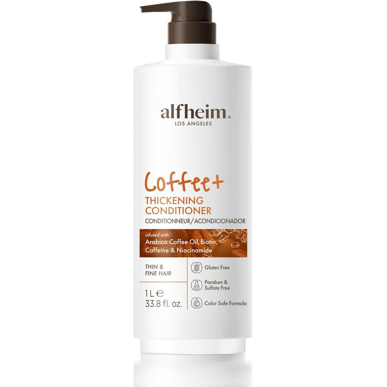 Alfheim Coffee+ Thickening Hair Conditioner | Arabica Coffee Oil + Caffeine & Niacinamide | Thickens & Revives Thin, Weak Hair | Silicone-Free Formula | Safe For Color -Treated Hair | 33.8 Ounce