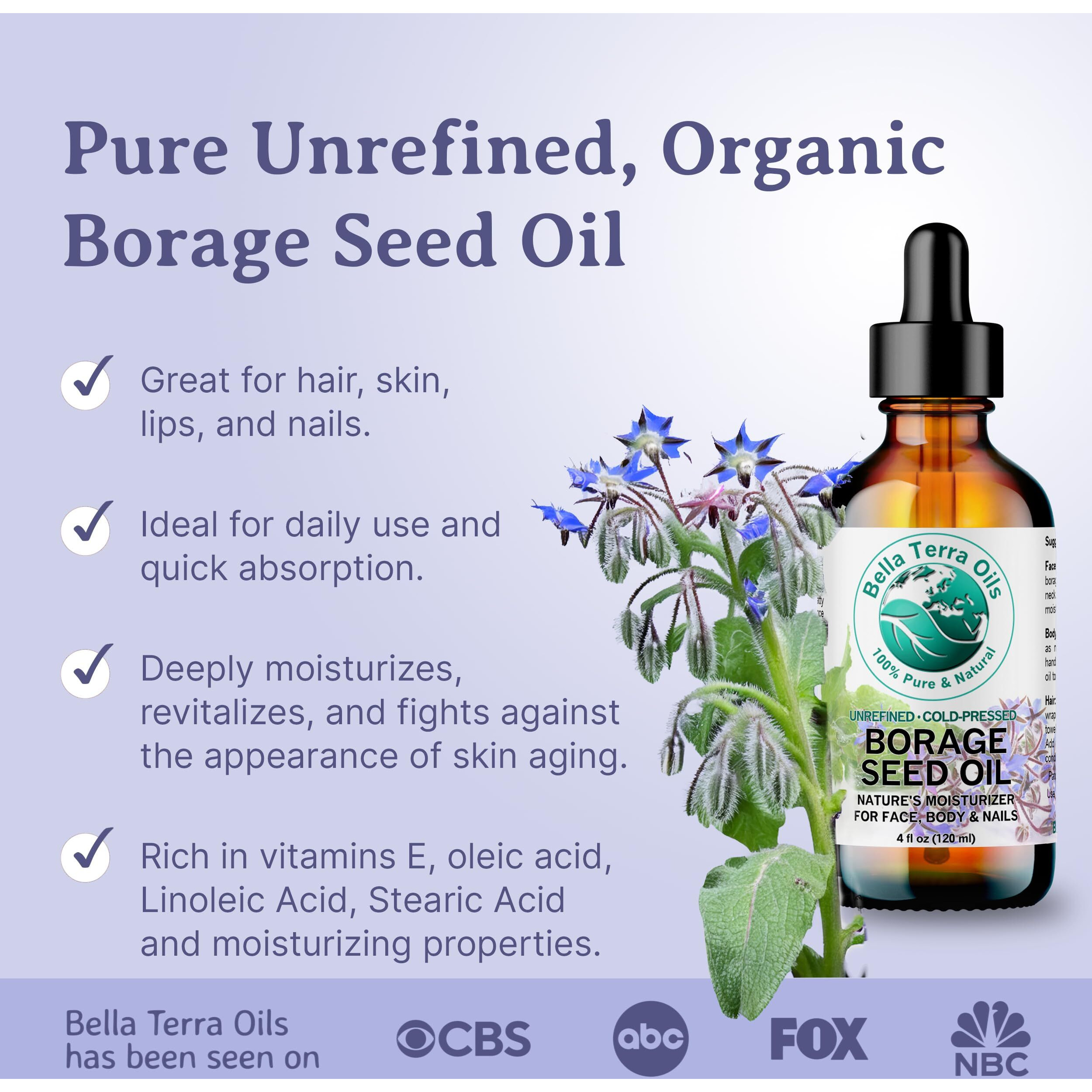 Bella Terra Oils Premium Borage Seed Oil With High Gla - 1 Gallon, Luxurious Skin Radiance, Quick Absorption, Nourishing
