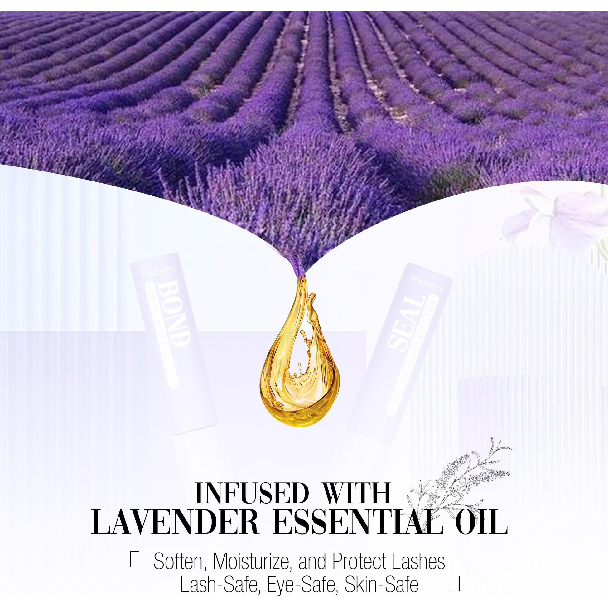 Mavphnee Lash Bond And Seal Clear Eyelash Glue Strong Hold Bond And Lock Waterproof Cluster Lashes Glue Diy Lash Extensions Sensitive Eye Eyelash Adhesive With Lavender Essential Oil