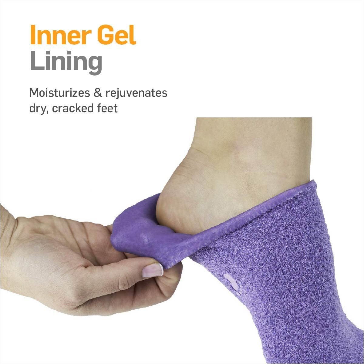 Natracure Moisturizing Gel Socks - (Helps Dry Feet, Cracked Heels, Dry Heels, Rough Calluses, Cuticles, Dead Skin, Use With Your Favorite Lotions, Creams Or Spa Pedicure) - Color Lavender