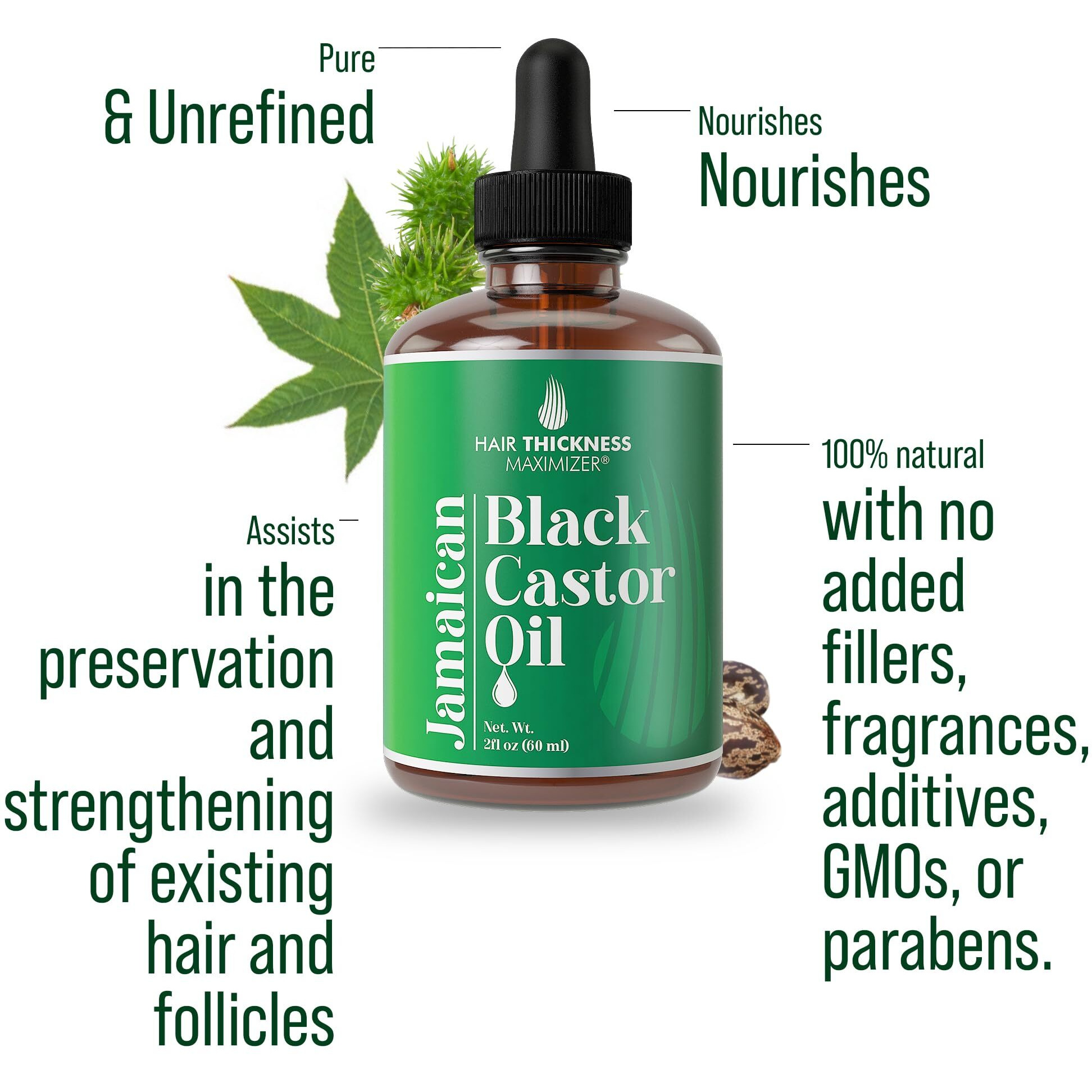 Jamaican Black Castor Oil For Hair Growth. Strengthens & Hydrates Thinning, Dry Hair For A Healthier-Looking Scalp. For Women & Men - Vegan & Unscented 2Oz Serum