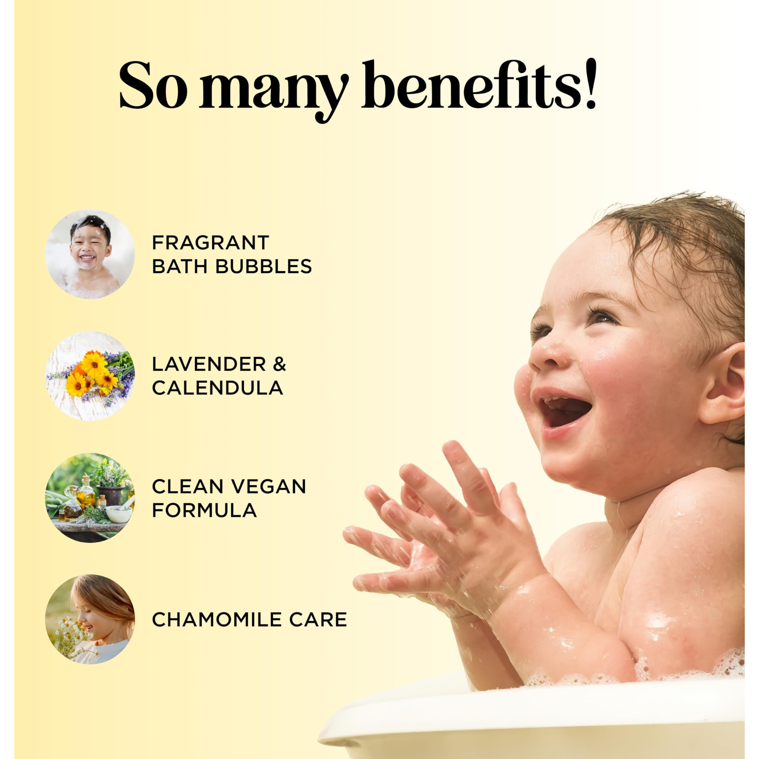 Sulfate Free Kids Bubble Bath - Relaxing Vanilla Lavender Bubble Bath For Toddlers With Nighttime Blend Of Chamomile Oil And Calendula Oil - Extra Foamy Moisturizing Kids Bath Soap Liquid