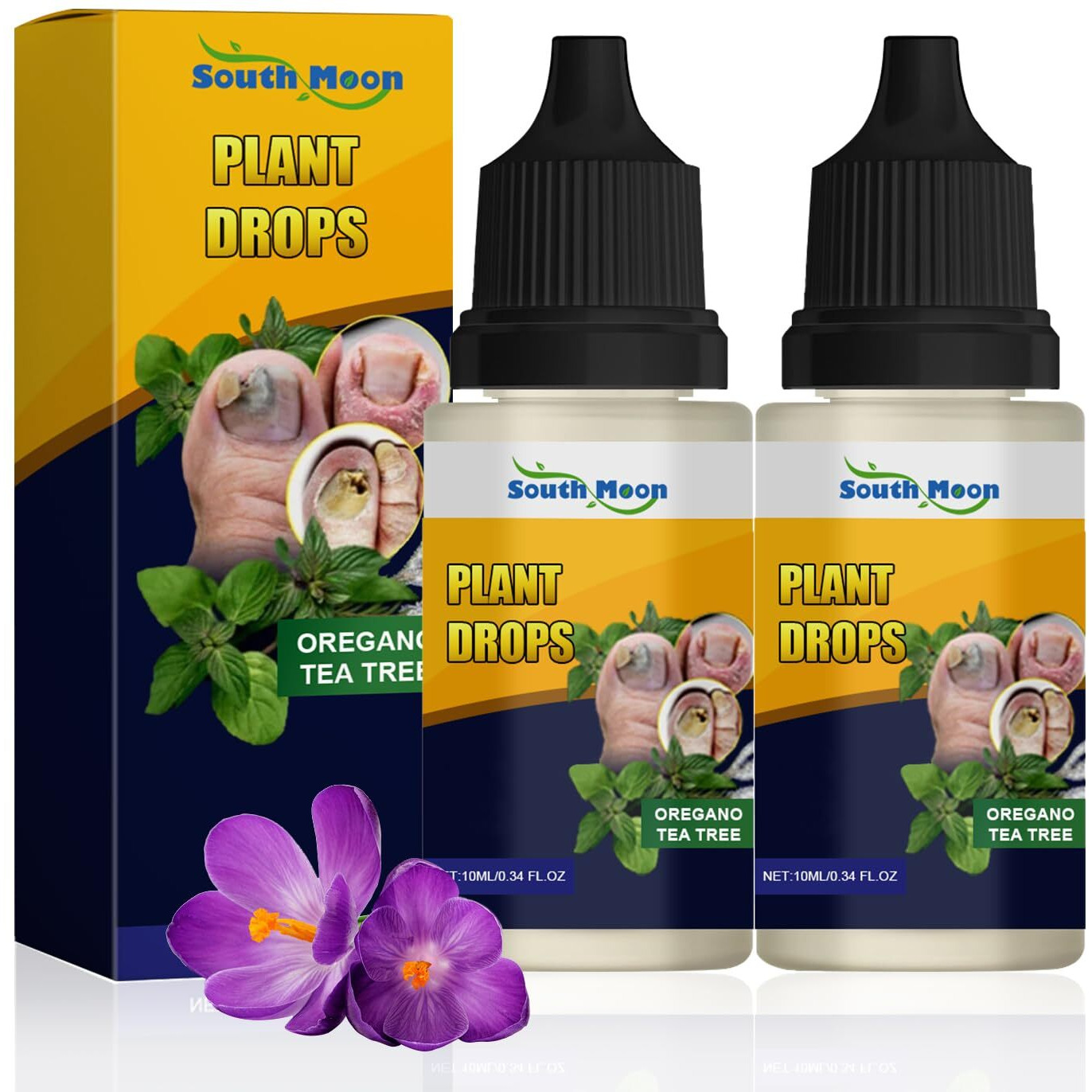 Plant Drops For Nails, Oregano Oil Drops For Nail Care, Oregano Tea Tree Oil For Toenail, Toe Nail Treatments For Damaged Nails - Safely And Gently, 0.34 Fl.Oz (2Pcs)