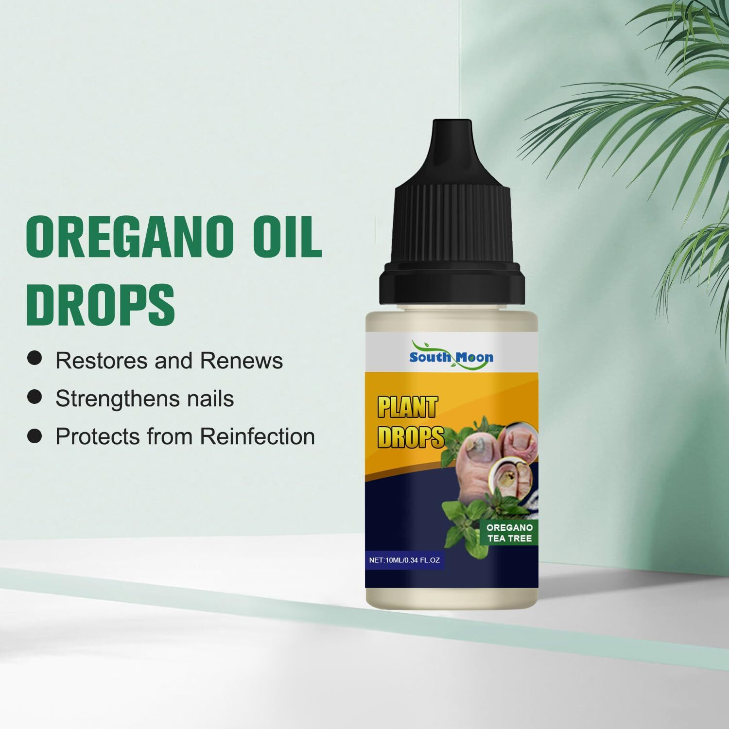 Plant Drops For Nails, Oregano Oil Drops For Nail Care, Oregano Tea Tree Oil For Toenail, Toe Nail Treatments For Damaged Nails - Safely And Gently, 0.34 Fl.Oz (2Pcs)