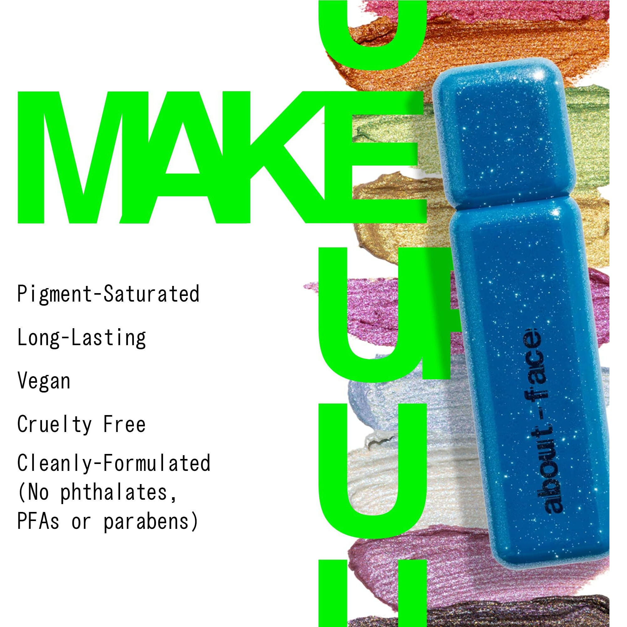 About-Face Fractal Glitter Eye Paint Above Santorini - Smudge-Proof, Long-Lasting Liquid Eyeshadow - Intense Sparkle With Mousse Texture - Vegan, Cruelty-Free, Marula Oil Infused - 0.13Oz (Sapphire)