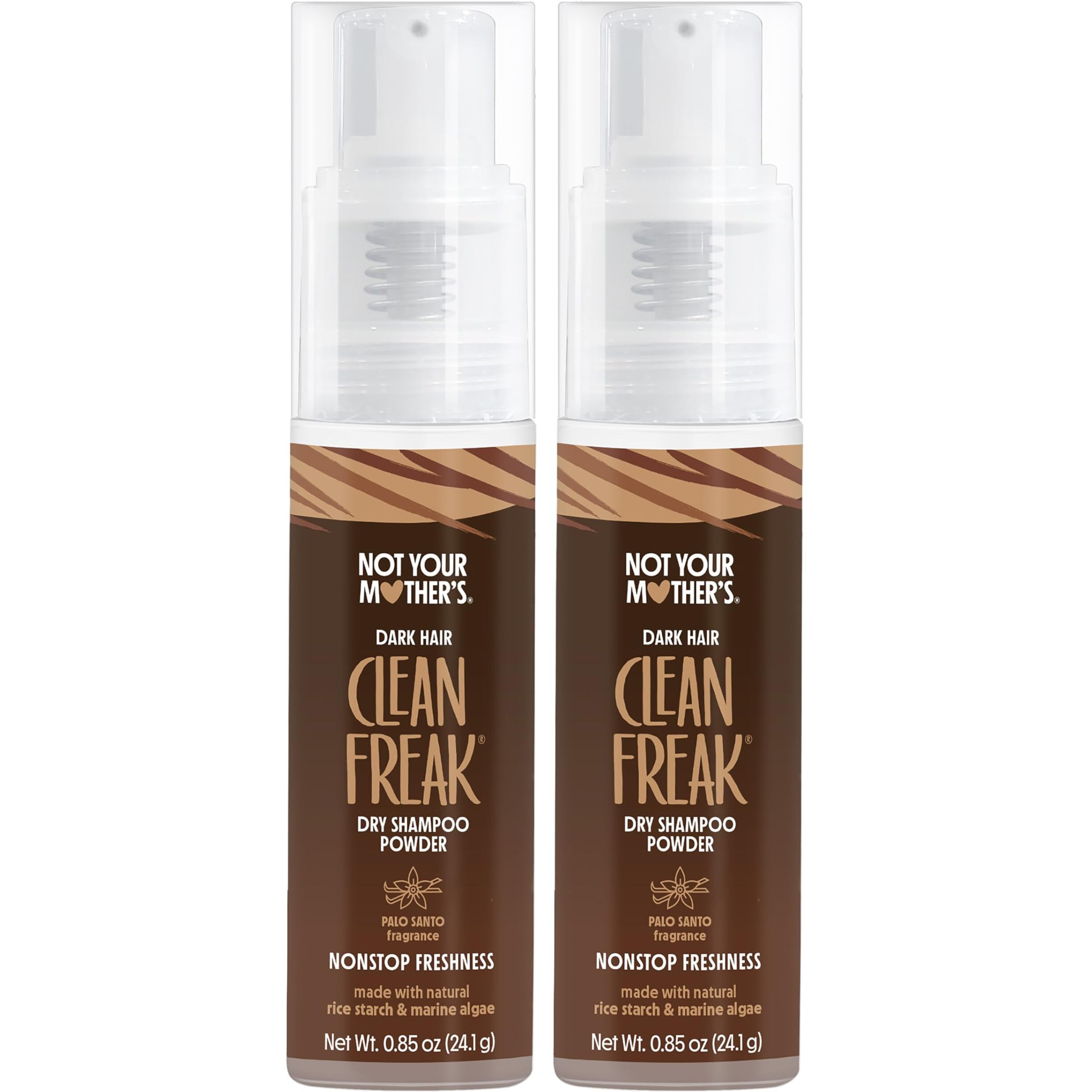 Not Your Mother's Clean Freak Dark Hair Dry Shampoo Powder (2-Pack) - .85 Oz Each - Non-Aerosol Powder Absorbs Oil And Refreshes Dark Hair Shades