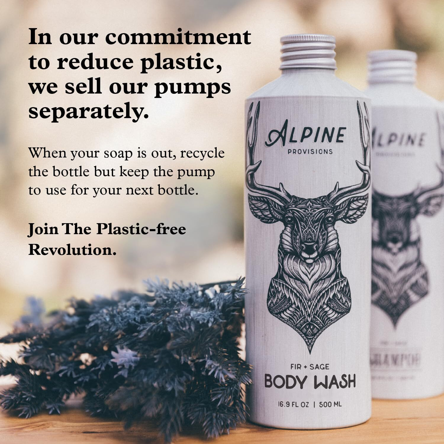 Alpine Provisions Fir & Sage Conditioner - Naturally Moisturize, Repair, & Strengthen With Essential Oils, Sunflower Oil & Aloe Vera, Vegan, Sulfate - Nourishing Plant-Based Hair Care - 16.9 Fl Oz
