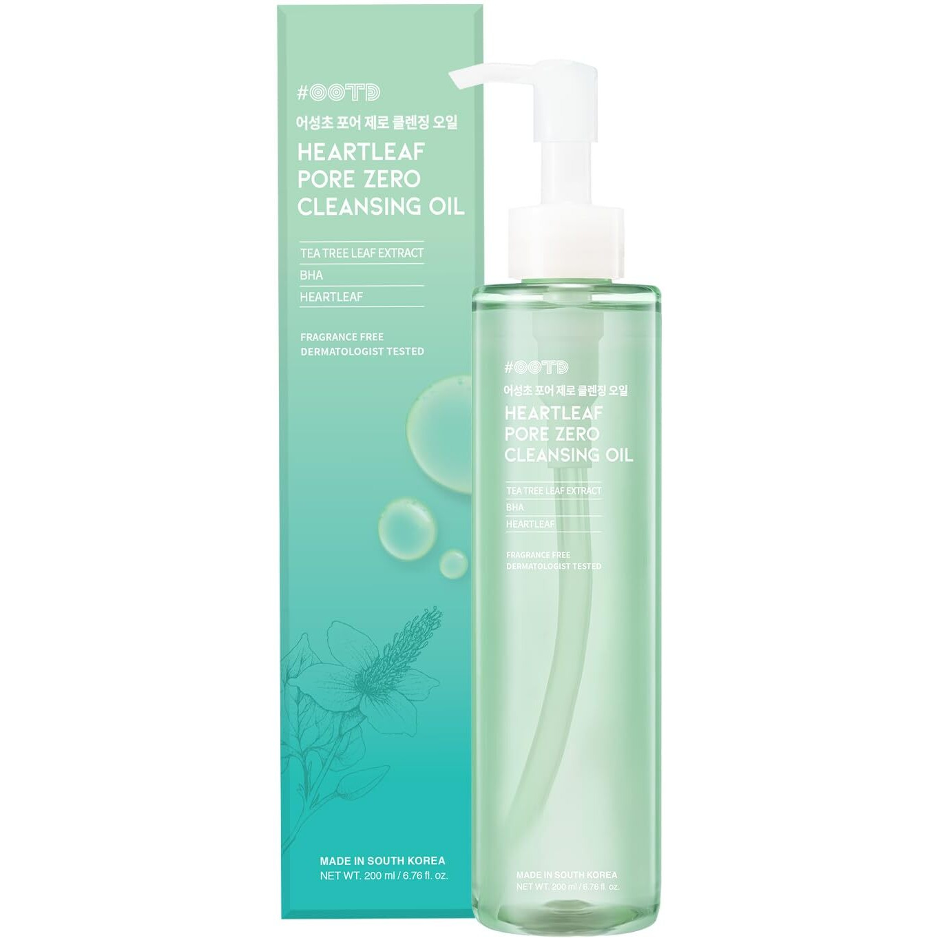 Ootd Deep Cleansing Oil Makeup Remover For Face, Heartleaf Bha Tea Tree Mild Soothing Pore Tightening Blackhead Care. Heartleaf Pore Zero Cleansing Oil 200Ml 6.76 Fl. Oz.