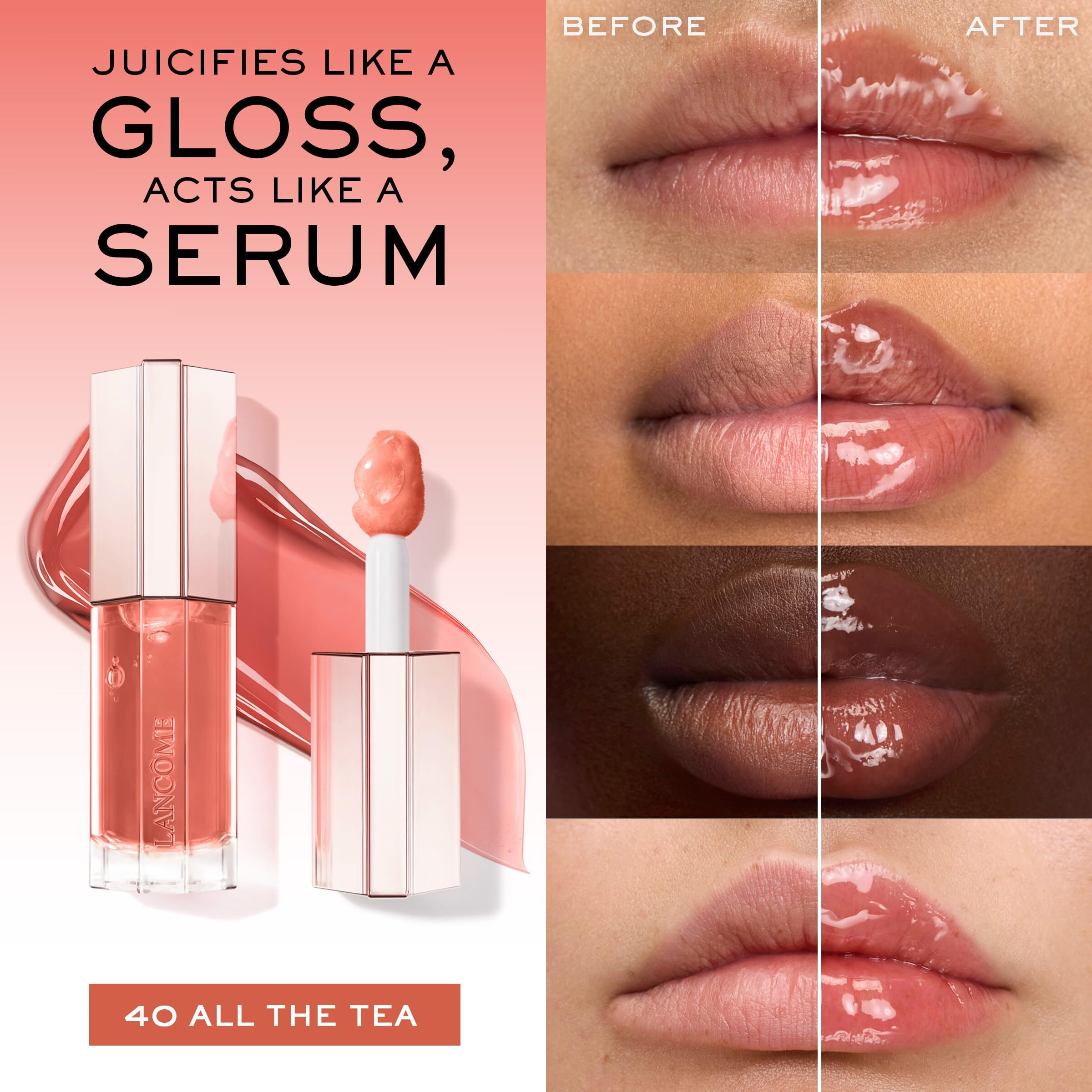 Lancme Lip Idle Juicytreat Oil-In-Gloss -24Hr Hydrating Gloss With Squalane For Instant Shine - 40 All The Tea