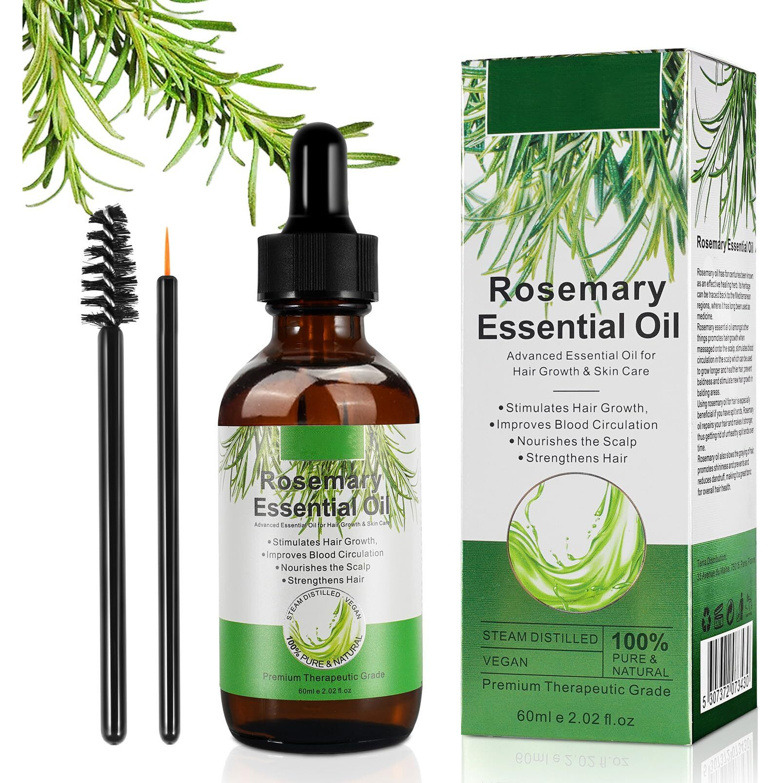 Pure Rosemary Essential Oils, Hair Growth Scalp Oil For Dry Damaged Hair(2.02 Fl Oz)