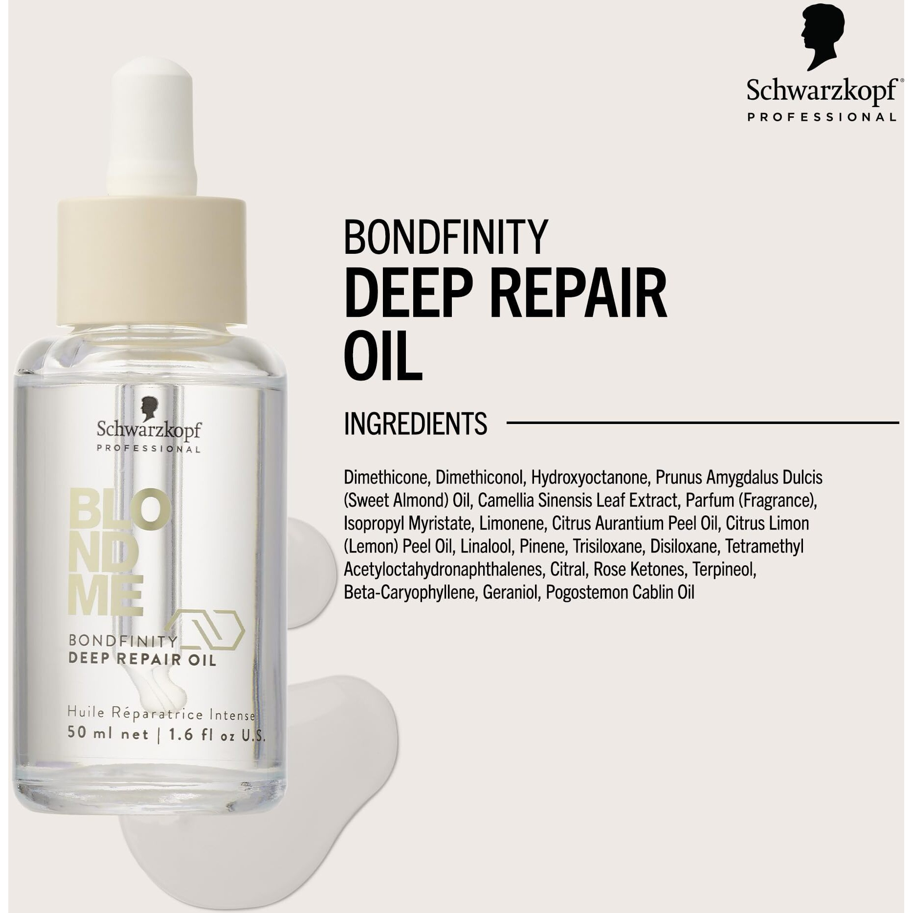 Blondme Bondfinity Deep Repair Oil For Blonde Hair | Reduces Frizz | Heat Protection | Prevents Breakage |For Blonde, Lightened, & Grey Hair, 1.6 Fl Oz
