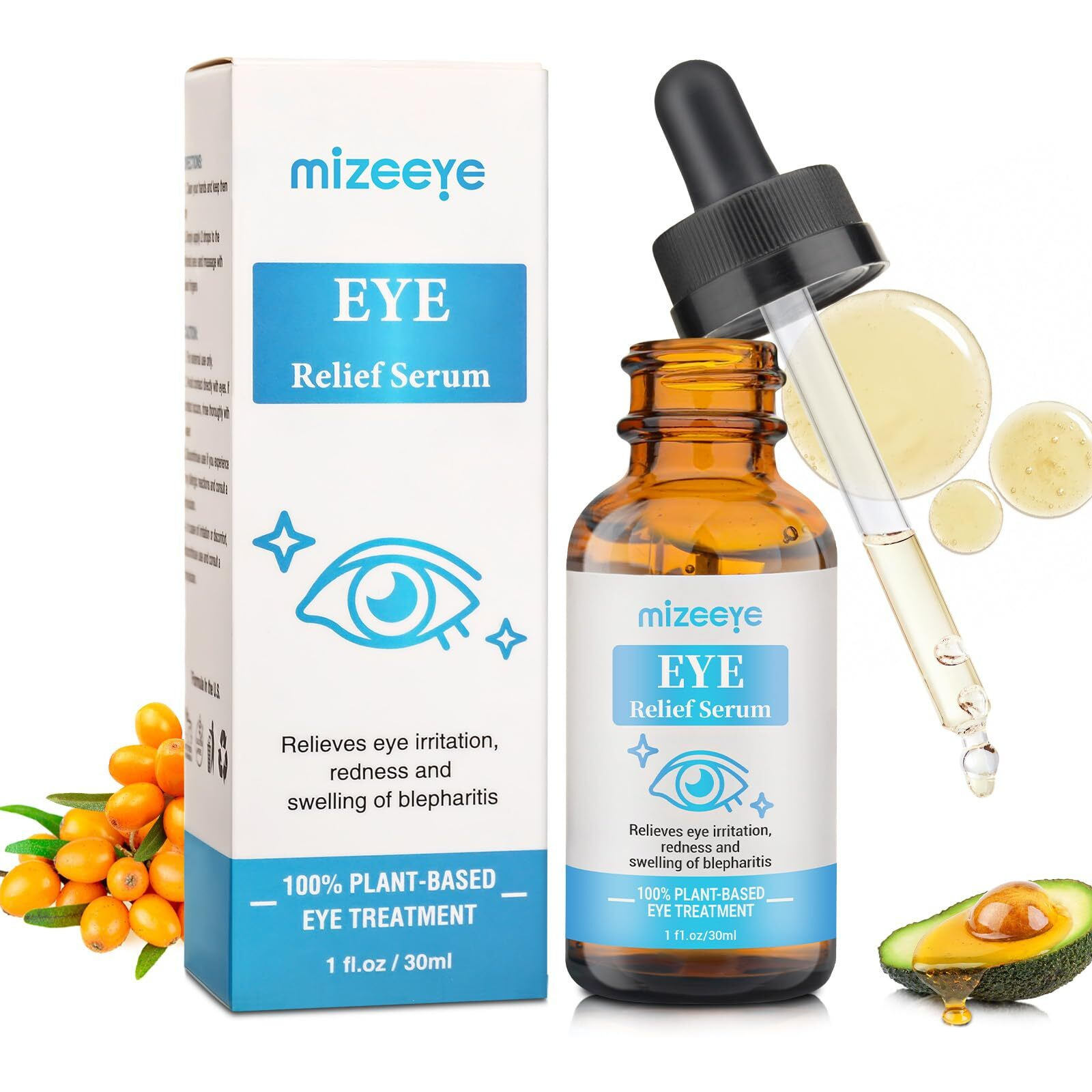 Eye Serum For Chalazion & Blepharitis Treatment, 30Ml Chalazion Remover For Eyelid Treatment, Blepharitis Eyelid Serum With Avocado Oil, Sea Buckthorn Oil & Caffeine, Relieve Puffiness And Eye Fatigue