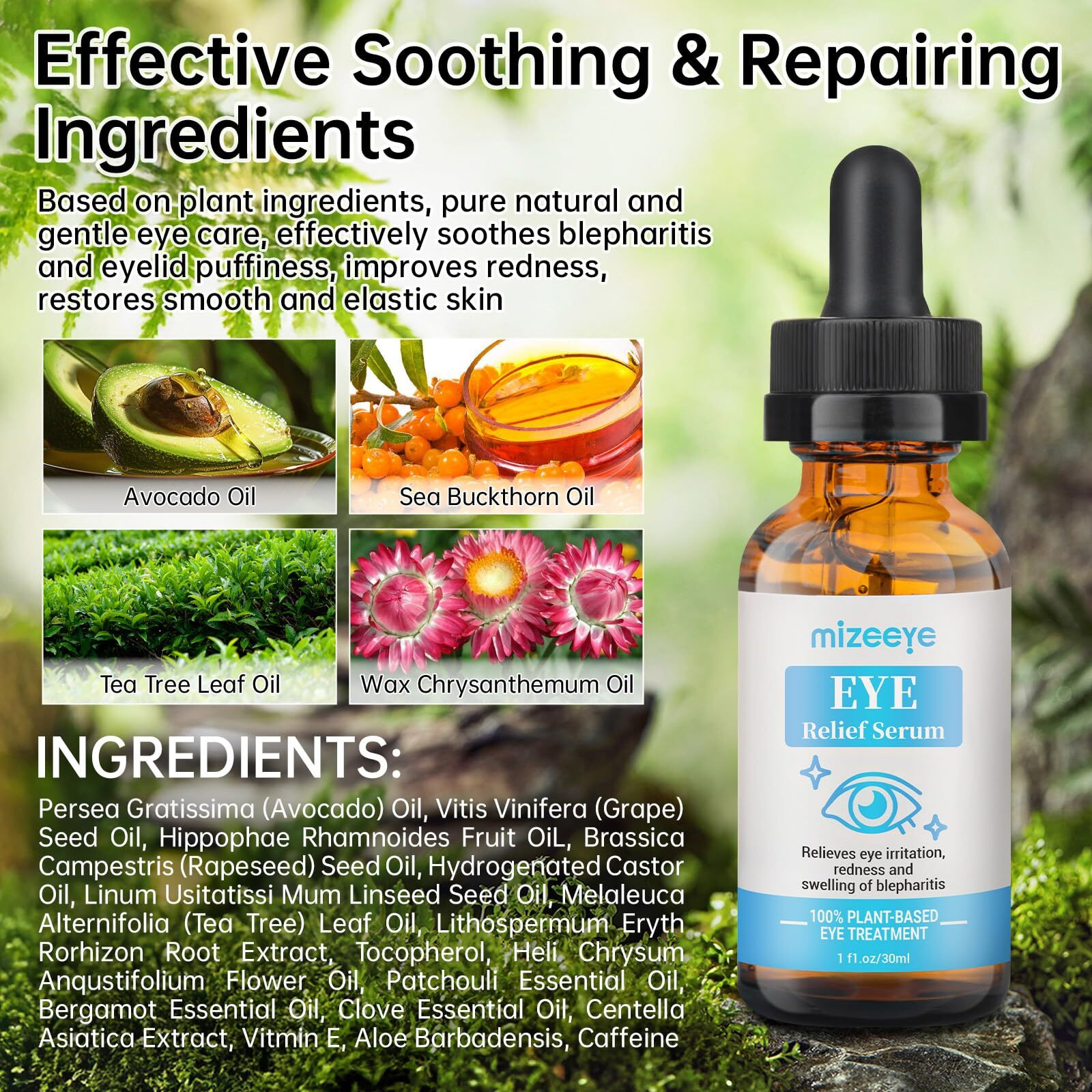 Eye Serum For Chalazion & Blepharitis Treatment, 30Ml Chalazion Remover For Eyelid Treatment, Blepharitis Eyelid Serum With Avocado Oil, Sea Buckthorn Oil & Caffeine, Relieve Puffiness And Eye Fatigue