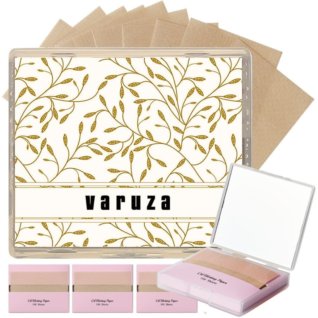 [Varuza] Biodegradation Natural Hemp Face Oil Blotting Paper With Mirror Case And Refills (400 Count (With Mirror Case), Hemp)