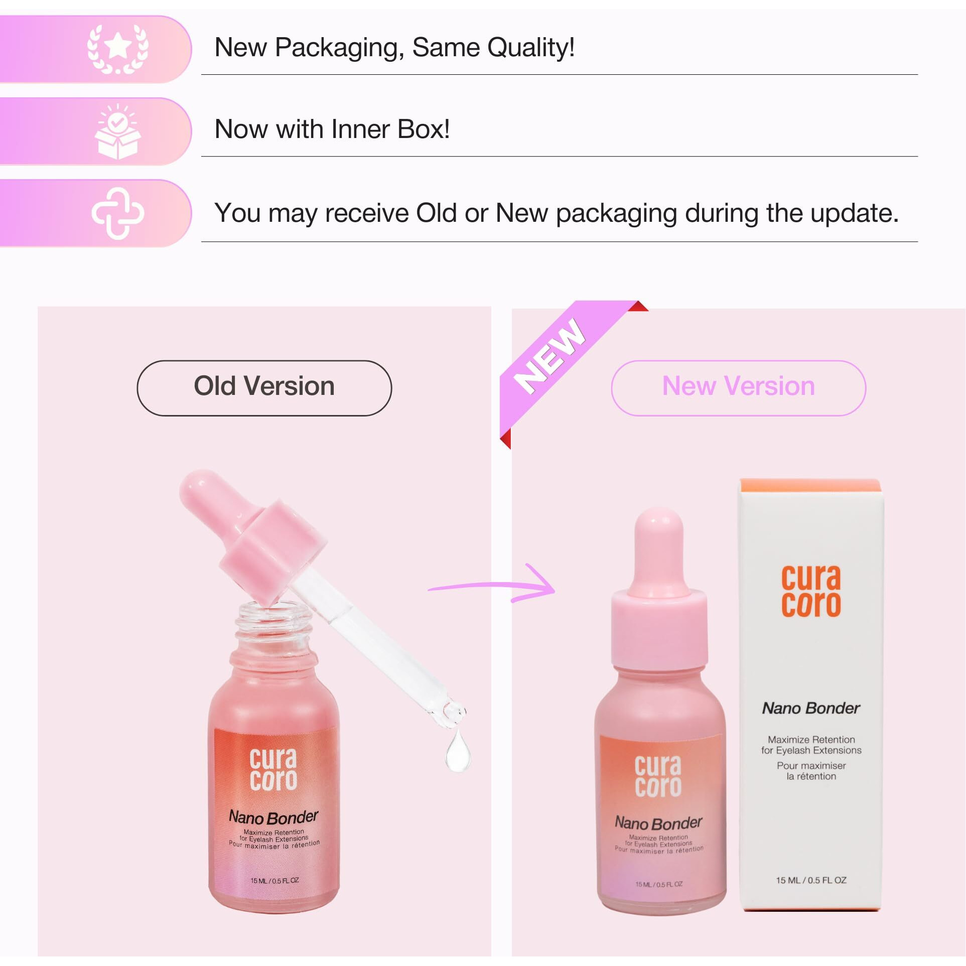Curacoro Nano Lash Bonder For Eyelash Extensions, Super Bonder For Lash Extension Glue Accelerator, Water & Oil Proof Lash Sealant, Secures Glue Fumes, Longer Retention & Low Irritation (15Ml)