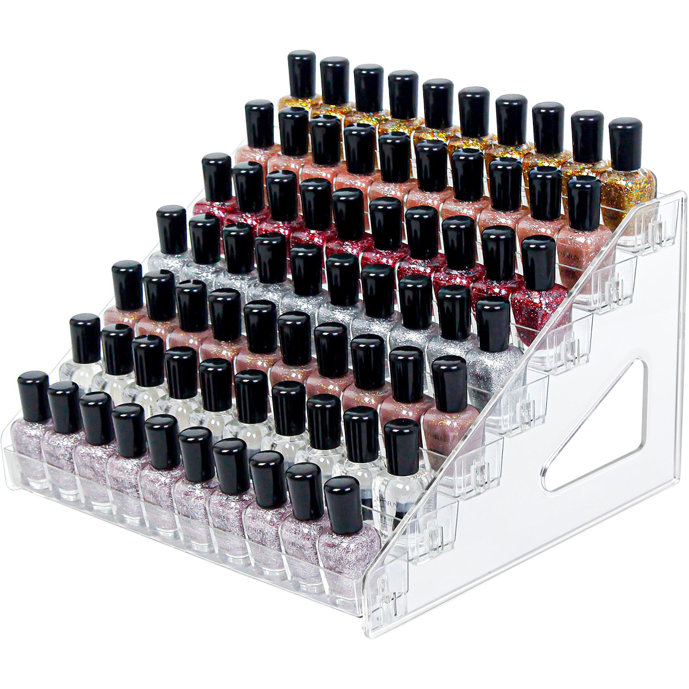 Dtxiaqiao 7-Tier Clear Acrylic Nail Polish Organizer, Holds 56-112 Bottles, Multi-Purpose Display For Nail Polish, Sunglasses, Essential Oils And Cosmetics