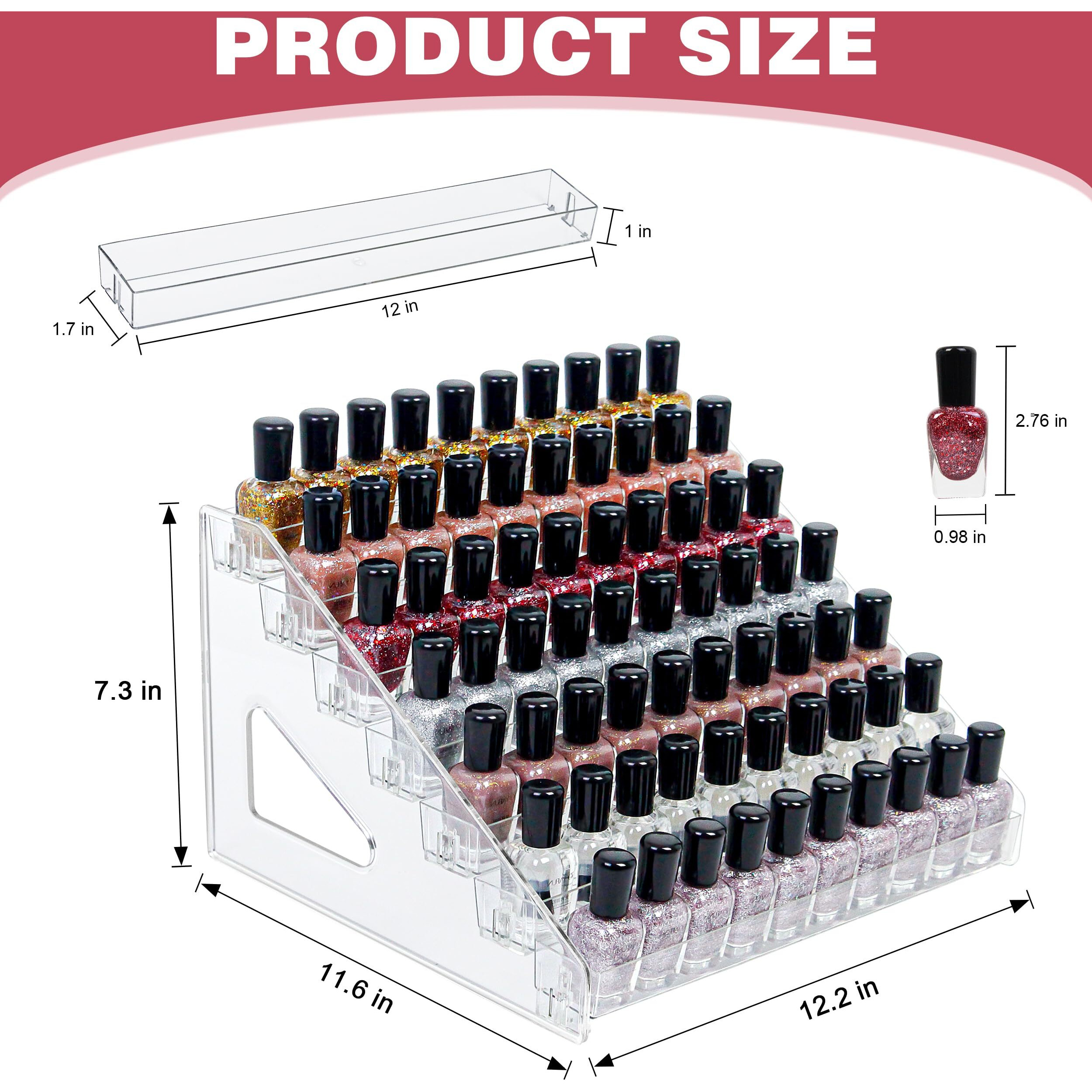 Dtxiaqiao 7-Tier Clear Acrylic Nail Polish Organizer, Holds 56-112 Bottles, Multi-Purpose Display For Nail Polish, Sunglasses, Essential Oils And Cosmetics