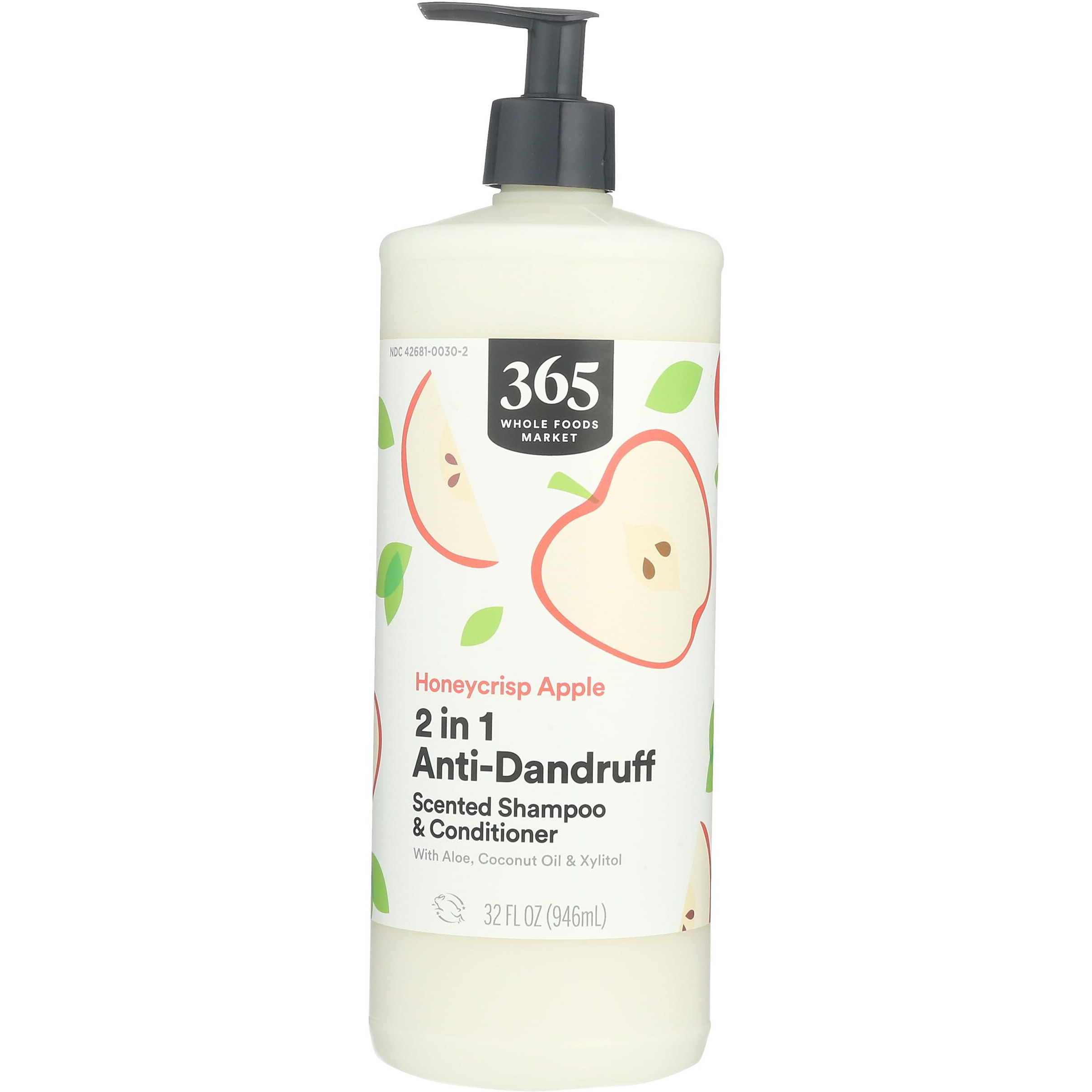 365 By Whole Foods Market, 2-In-1 Anti-Dandruff Shampoo & Conditioner, Honeycrisp Apple Scent With Aloe, Coconut Oil & Xylitol, 32 Fl Oz