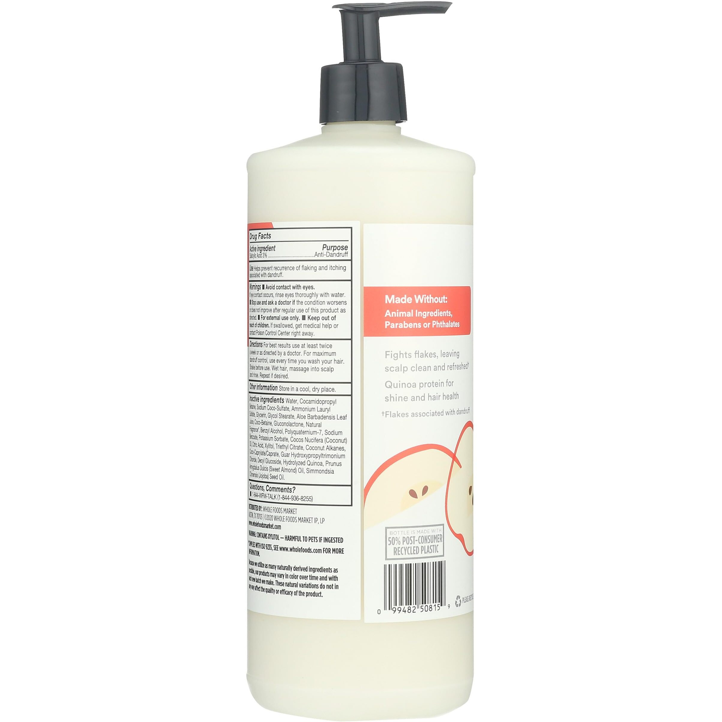 365 By Whole Foods Market, 2-In-1 Anti-Dandruff Shampoo & Conditioner, Honeycrisp Apple Scent With Aloe, Coconut Oil & Xylitol, 32 Fl Oz