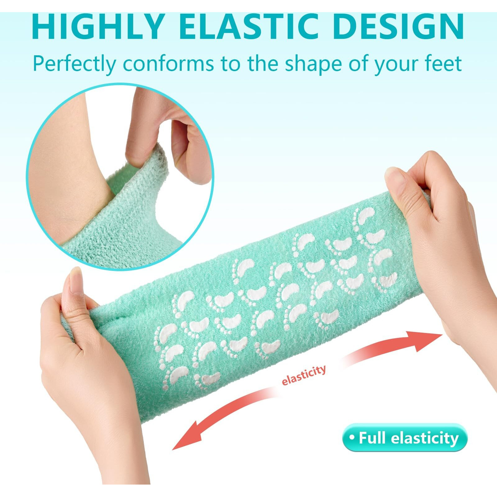 Moyretty Moisturizing Silicone Gel Socks With 5-Toes, Dry Cracked Feet Treatment, Gel Socks For Dry Cracked Feet Women Lavender Oil Infused-Green