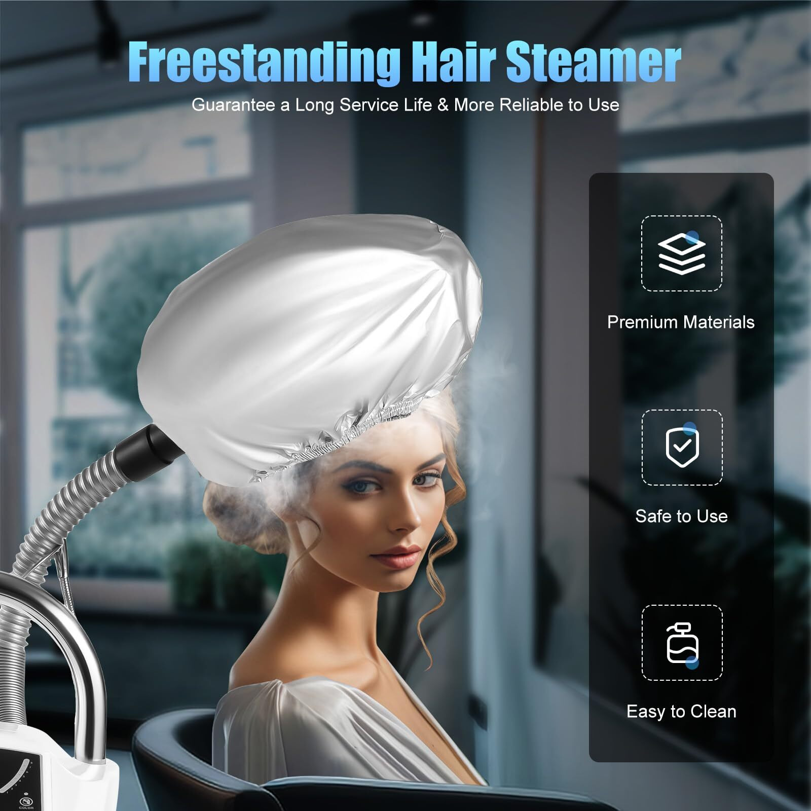700W Professional Salon Hair Steamer Rolling Stand Color Processor Hair Dyeing Machine 110V 7 In 1 Rolling Ozone Hair Care Spa Oil Treatment With Rolling Floor Stand Base Salon Spa Equipment