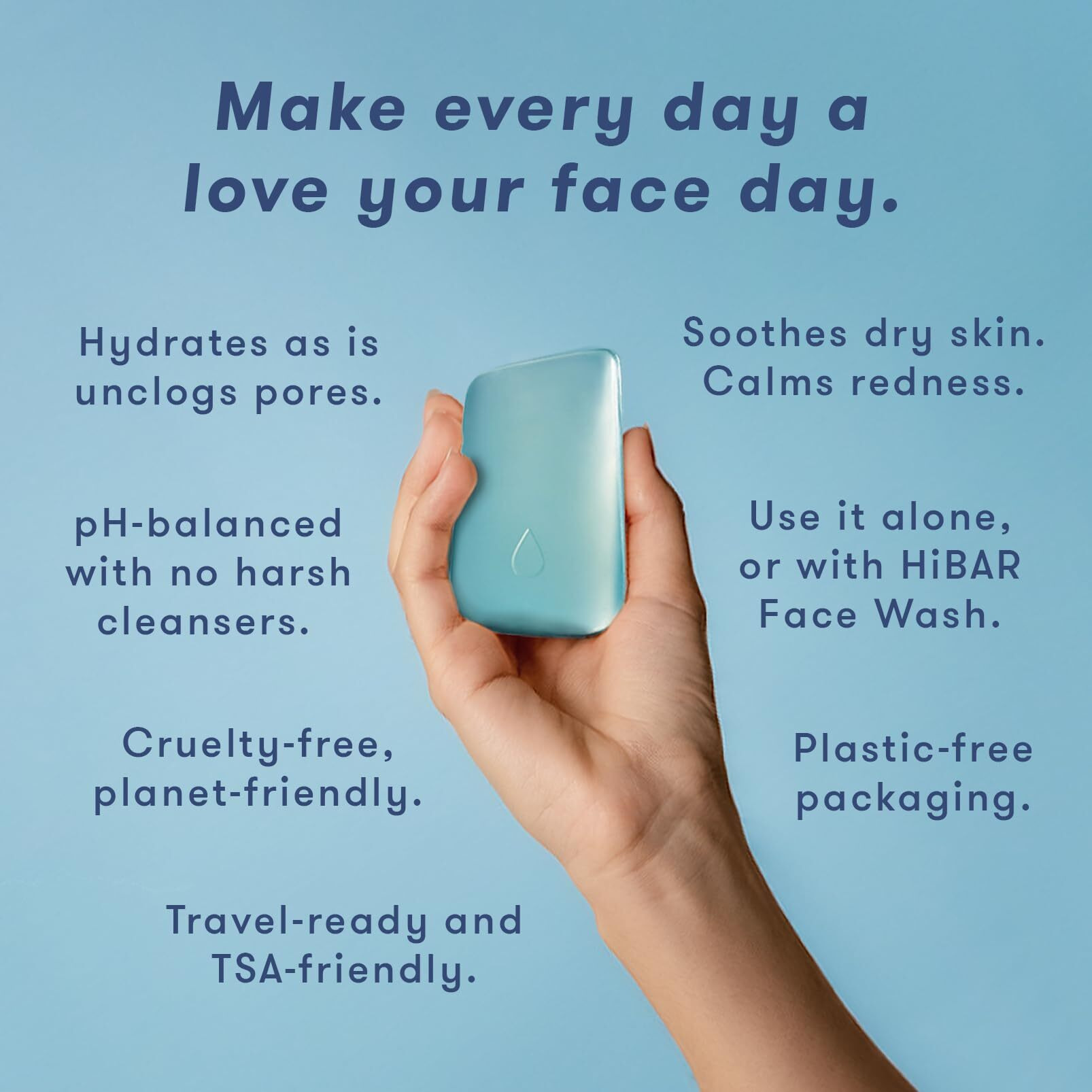 Hibar Solid Cleansing Oil Bar - Natural Makeup Remover - Melts Makeup, Sunscreen, Dirt, Oil - Eco-Friendly, Vegan, Paraben-Free, Travel-Friendly, 1.7Oz Solid Cleansing Bar