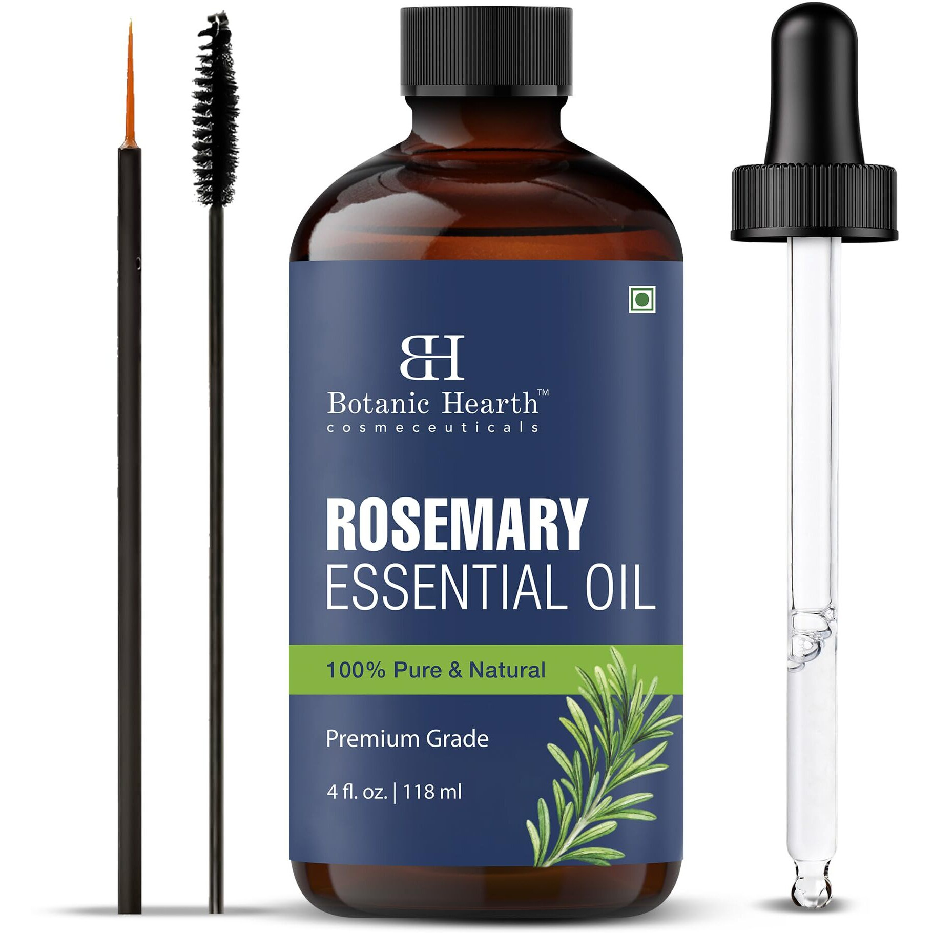 Botanic Hearth Rosemary Essential Oil | 100% Pure & Natural, Premium Grade | 4 Fl Oz (118 Ml) | For Hair, Scalp, Skin, Brows & Lashes | With Dropper | Unrefined & Therapeutic Grade