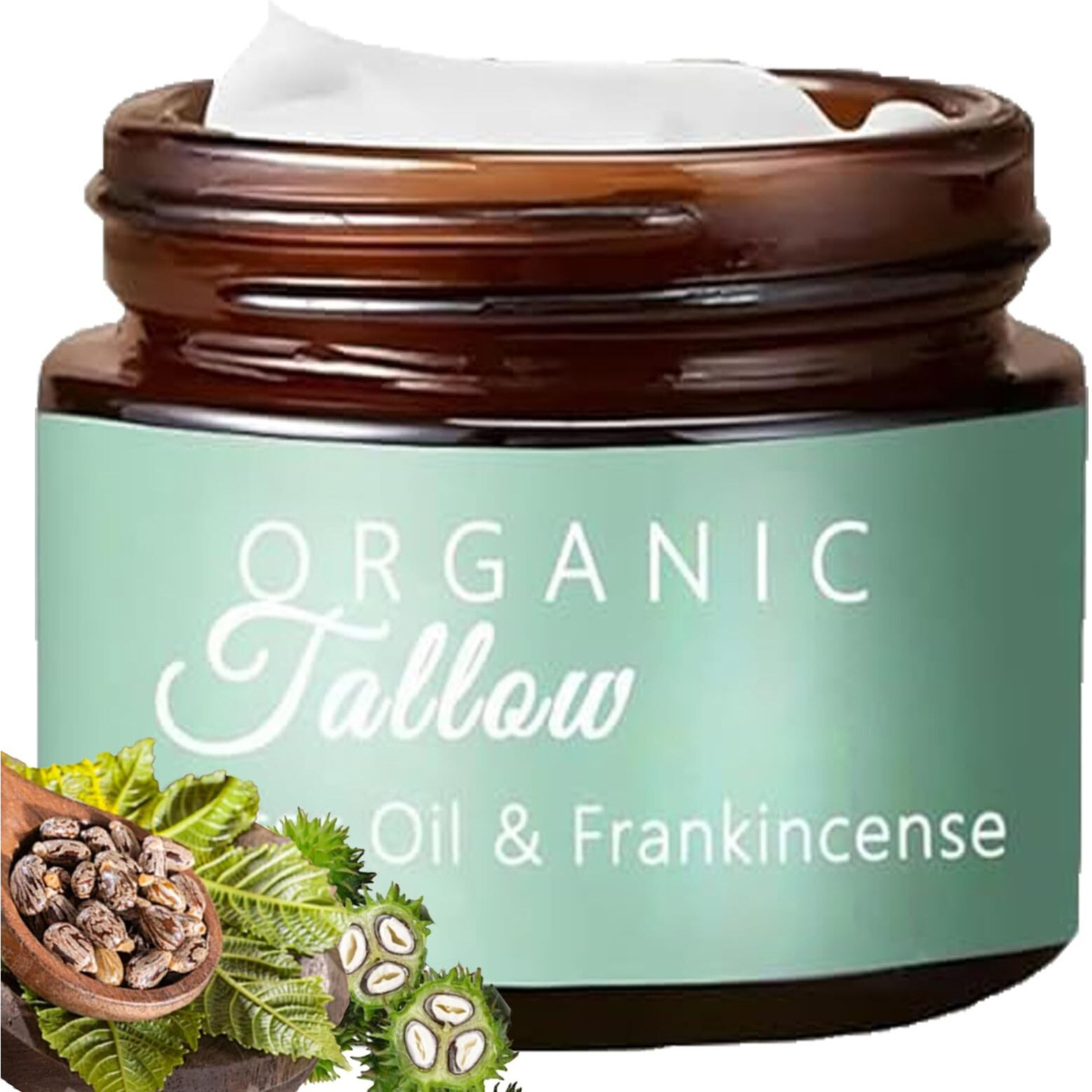 Grass Fed Beef Tallow With Frankincense Oil And Castor Oil, Whipped Beef Tallow Frankincense Oil Castor Oil, Organic Beef Tallow Moisturizer For Skin (1)
