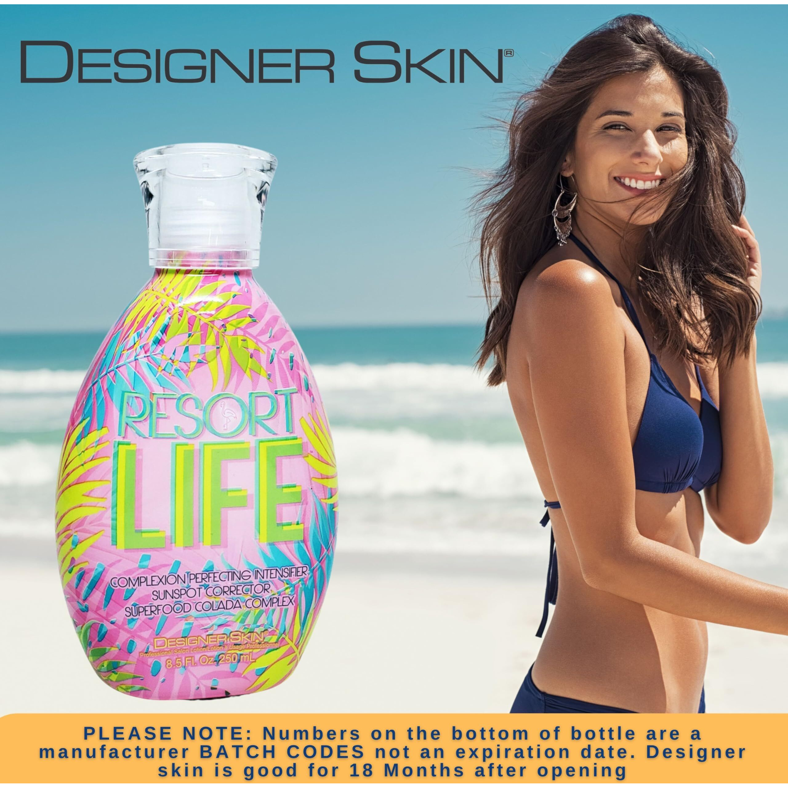 Australian Gold Designer Skin Resort Life Intensifier Tanning Bed Lotion, Complexion Perfecting With Sunspot Corrector 8.5 Fluid Ounces, White