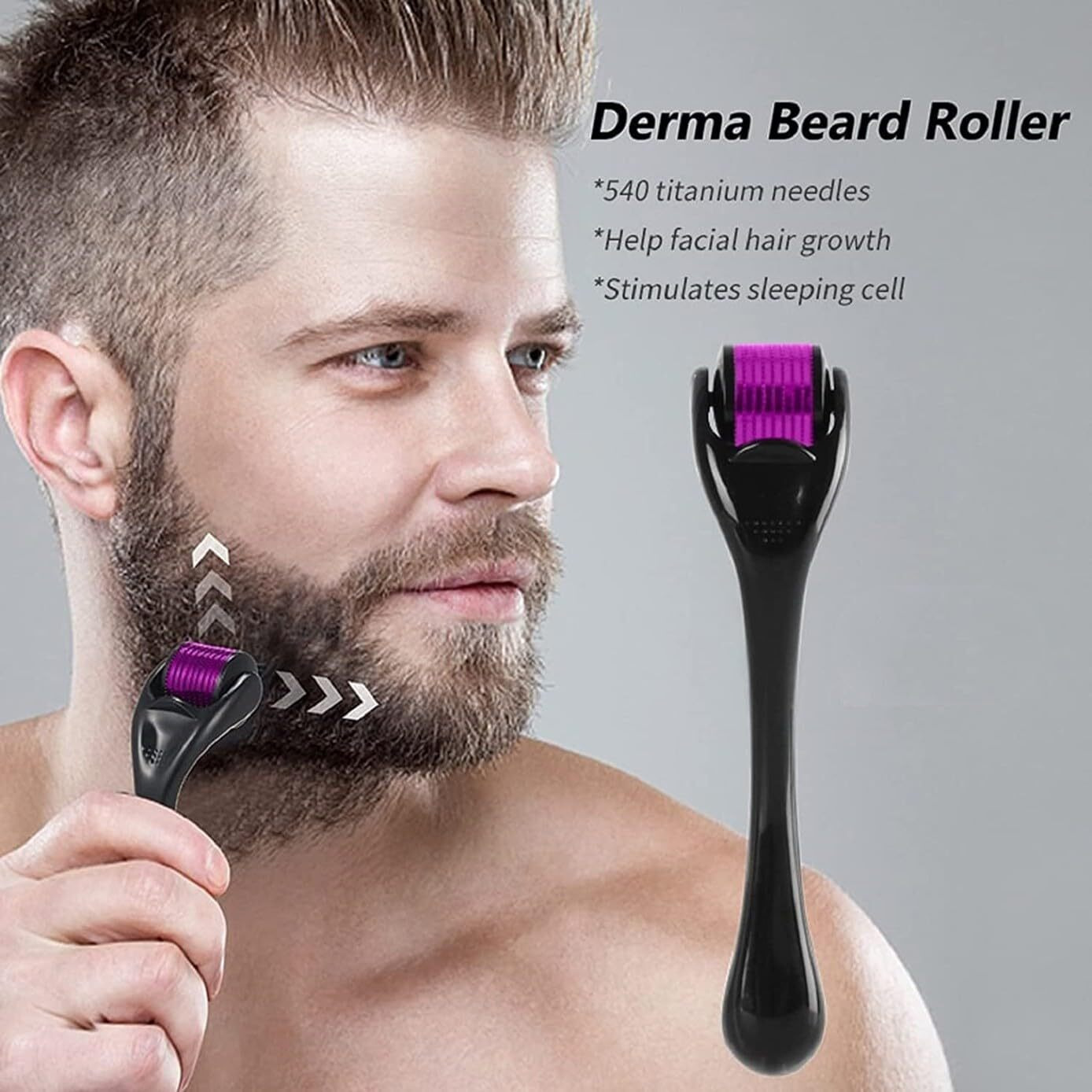Derma Roller For Face, Body And Scalp - Derma Roller For Men And Women With 540 Micor Roller - Beard Roller For Hair & Beard