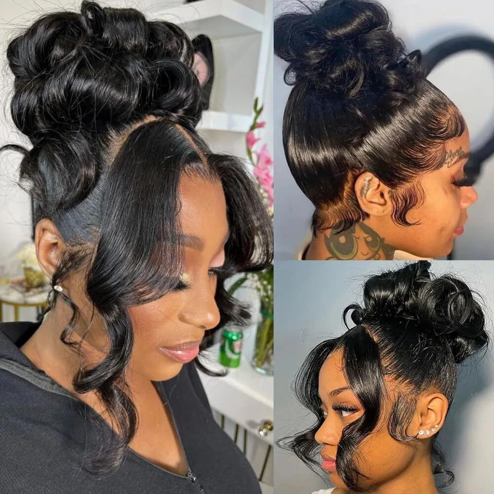 Polkn Drawstring 360 Hd Lace Front Wigs Human Hair Pre Plucked Invisi Strap Body Wave Lace Front Wigs Human Hair Pre Plucked 180 Density Glueless Frontal Wigs 360 Full Lace Wigs 28 Inch For Women