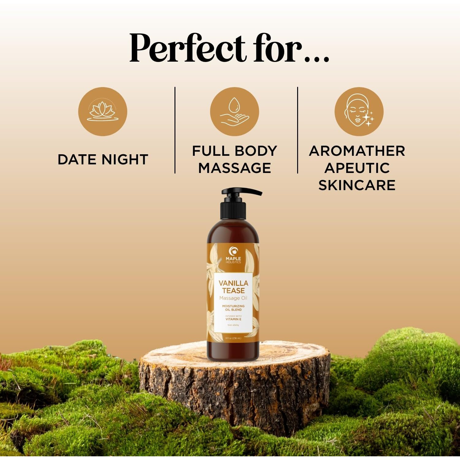 Vanilla Sensual Massage Oil For Couples - Irresistible Full Body Massage Oil For Date Night With Smooth Gliding Coconut And Sweet Almond Oil With Dreamy Vanilla Scent - Non Gmo Gluten Free And Vegan