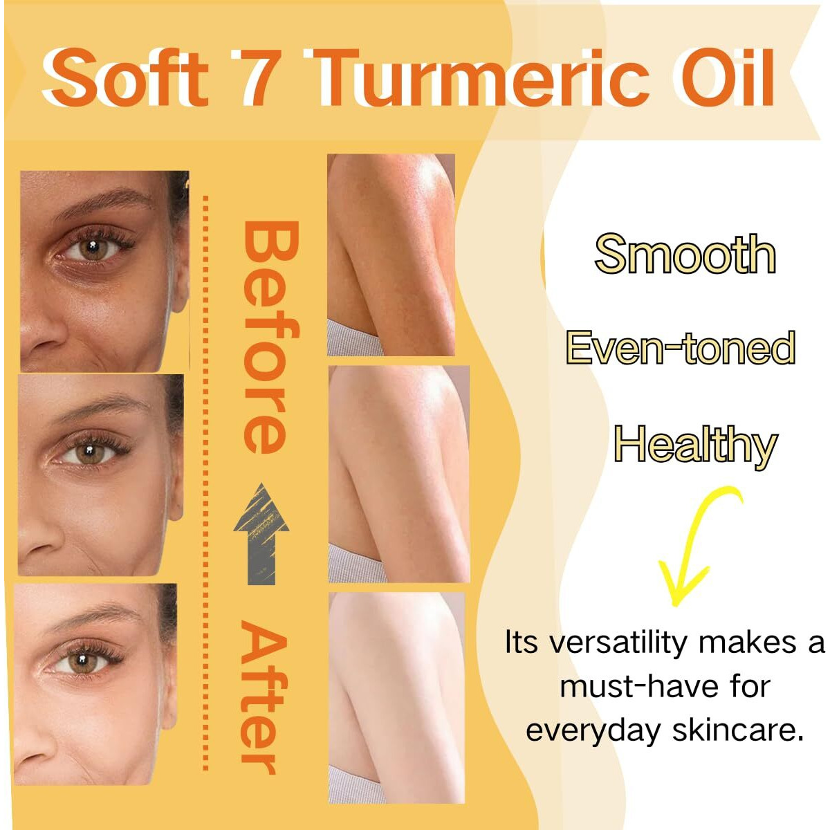 Uioecn Soft 7 Oil, Soft 7 Turmeric Oil For Skin, For Face And Body, Natural Moisturizing And Smoothing Body Oil
