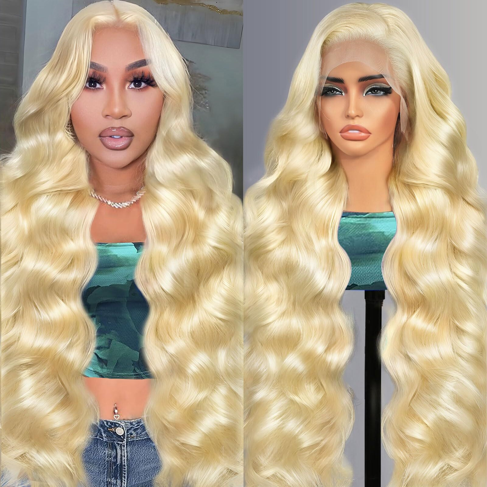 Quiport 613 Lace Front Wig Human Hair 210 Density Blonde Wig Human Hair 613 Hd Lace Frontal Wig 13X6 Body Wave Hd Lace Front Wigs Human Hair Pre Plucked With Baby Hair Glueless Wigs 24 Inch