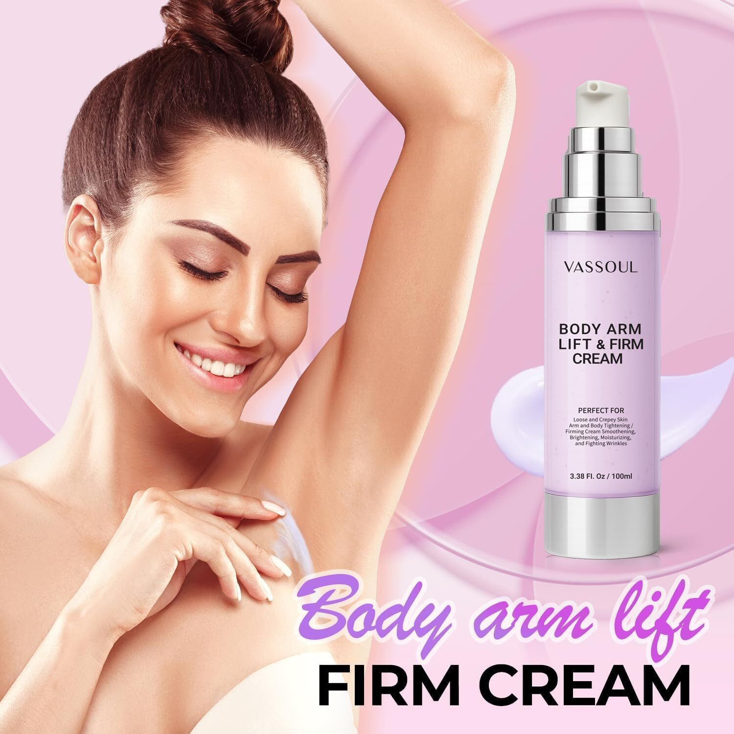 Vassoul Lift And Firm Arm Cream  Skin Tightening Cream For Body - Firms Loose Skin, Reduces Cellulite On Arms, Thighs & Butt - 100Ml