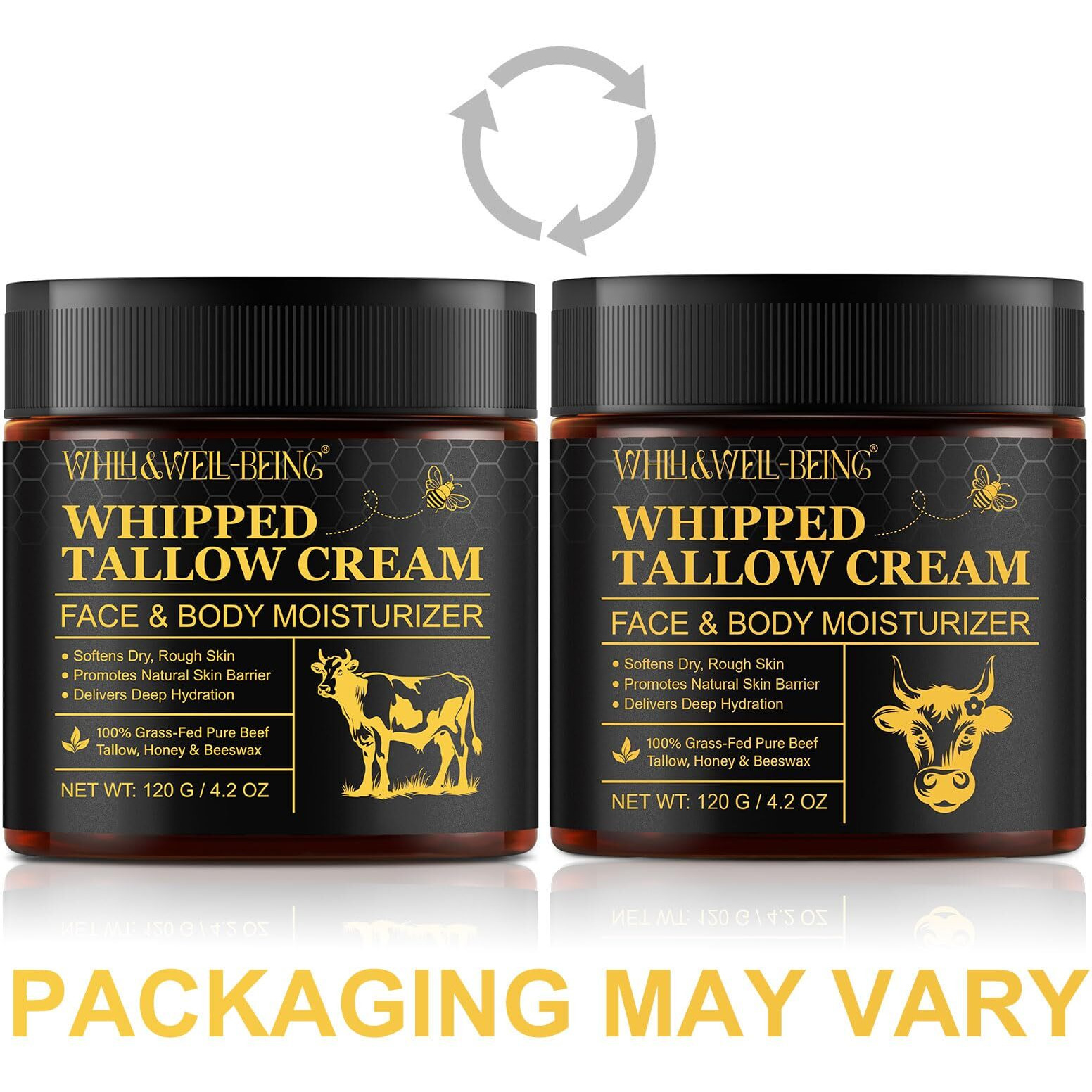 Whlh & Well-Being Beef Tallow For Skin, Beef Tallow And Honey Balm, Moisturizer For Face & Body Skin Care(1Pack) 119G